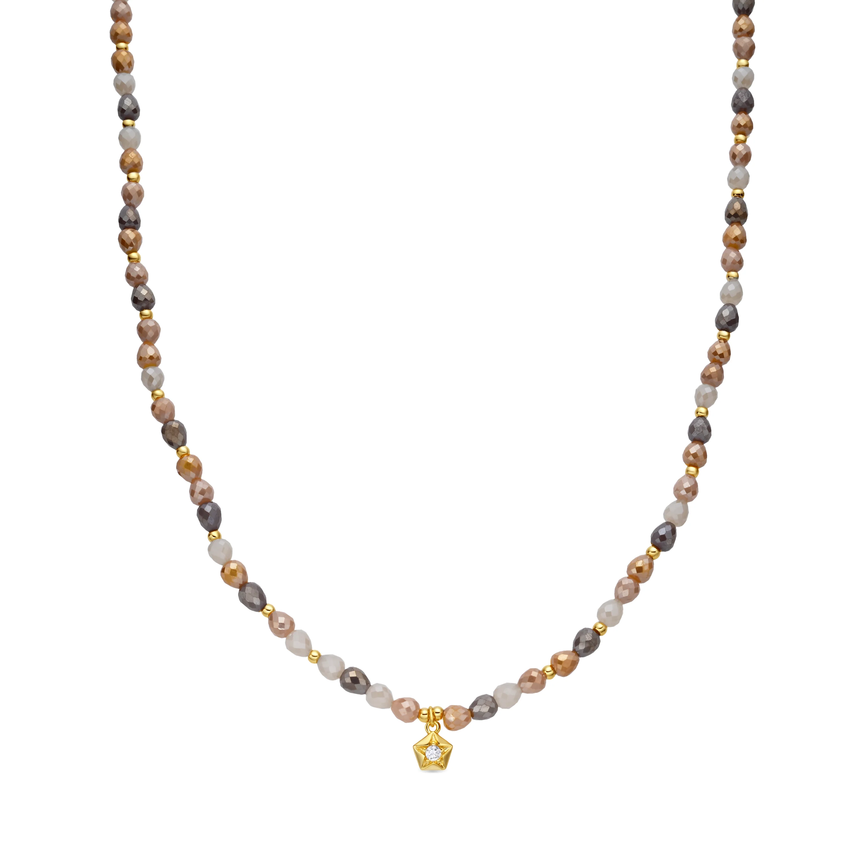Collar de Cristal Marron acabado en oro amarillo 18k - Likdu