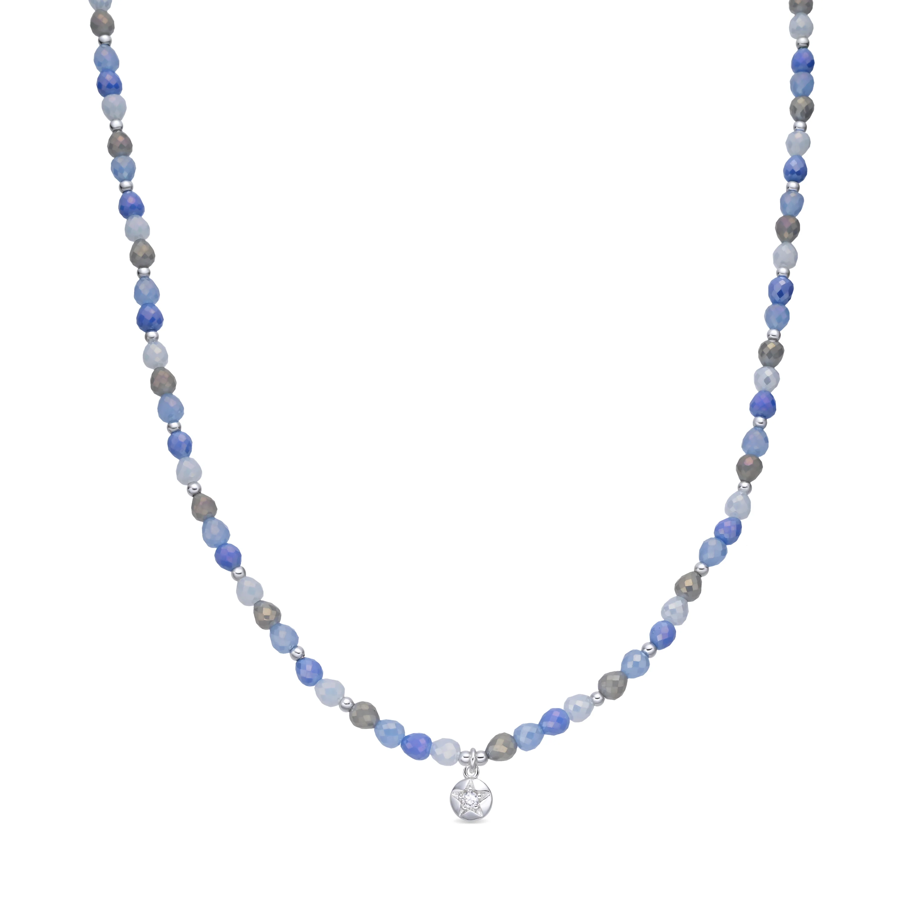 Collar de Cristal Azul acabado en rodio - Likdu