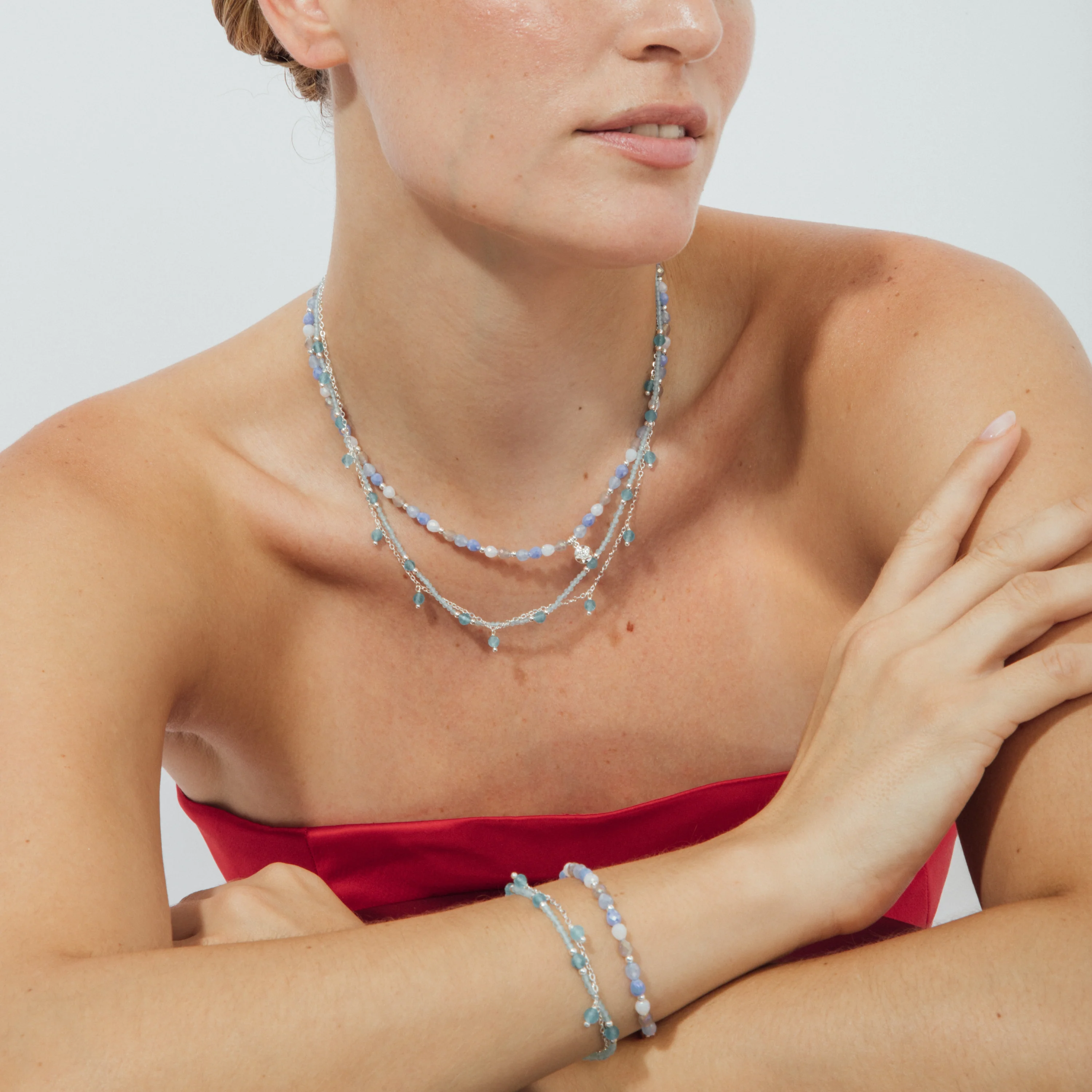 Collar de Cristal Azul acabado en rodio - Likdu - Image 2