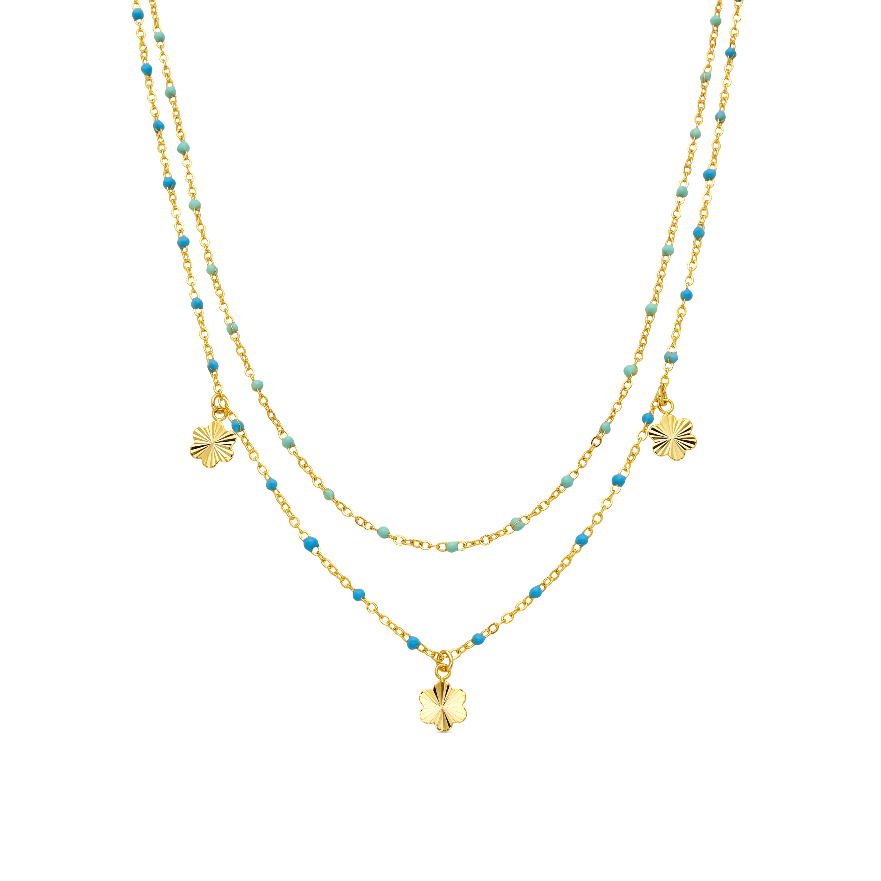 Collar de Plata de Ley 925 y Lacado Azul acabado oro amarillo de 18k - Lilith