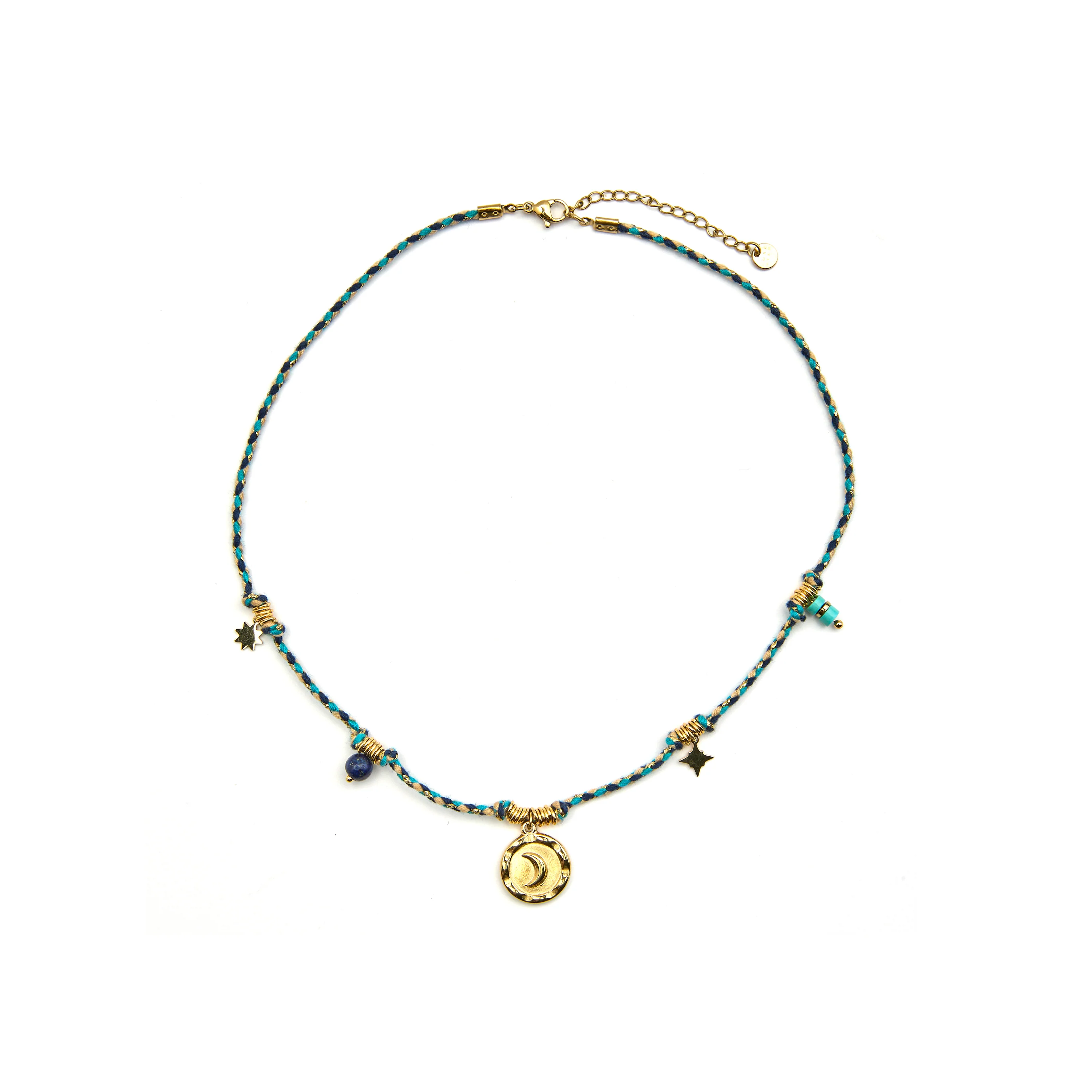 Collar con Cristal Azul Oscuro acabado oro 18k - Liskel - Image 3