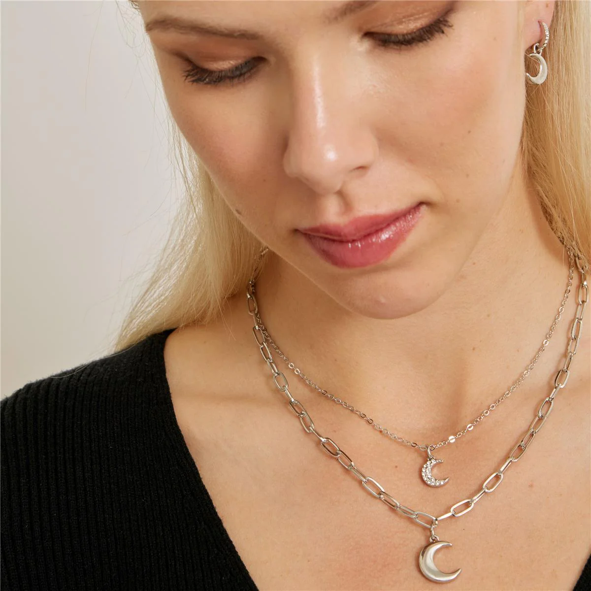 Collar Luna acabado en rodio - Luna BLANCO - Image 3