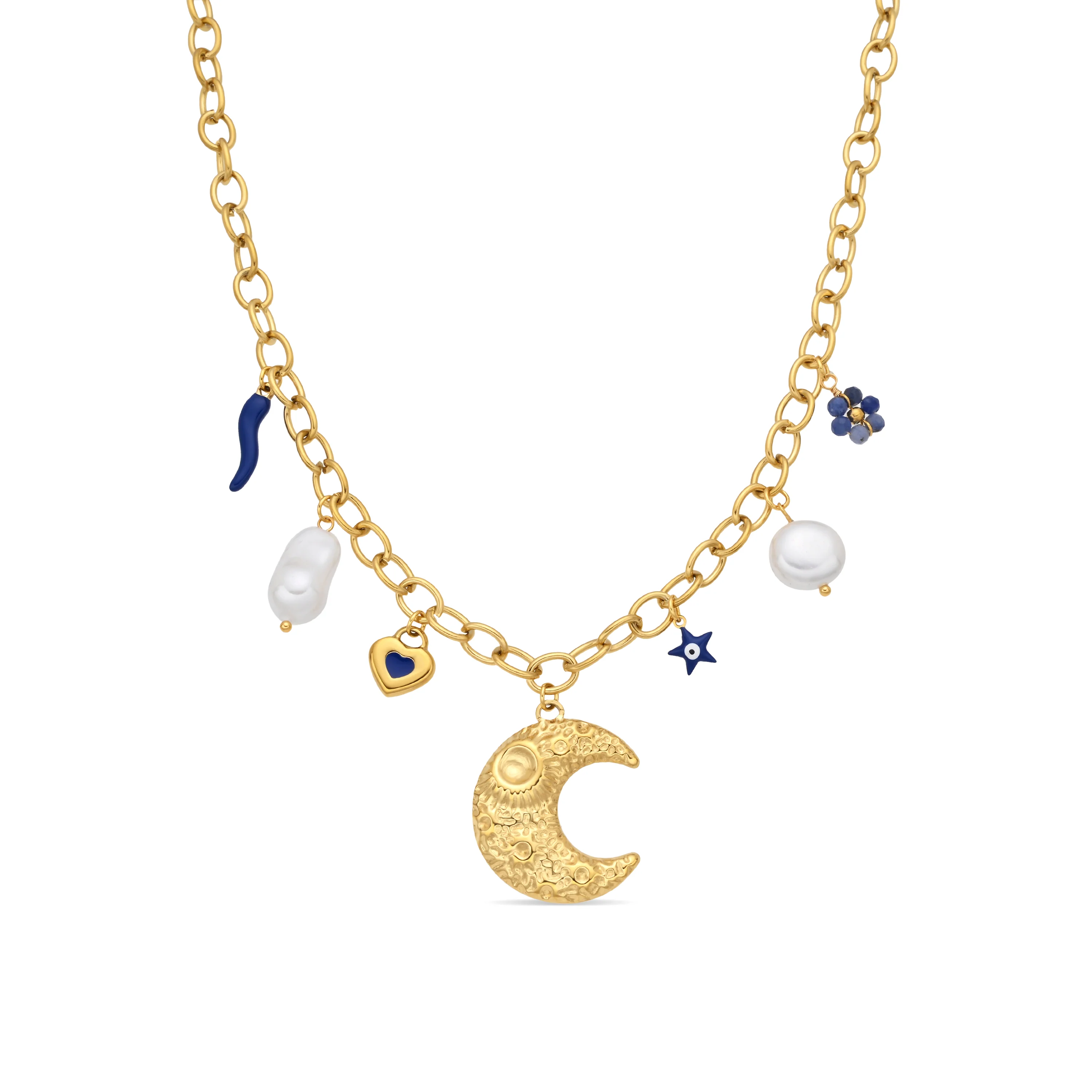 Collar de Lacado Azul acabado en oro amarillo 18k - Lynou
