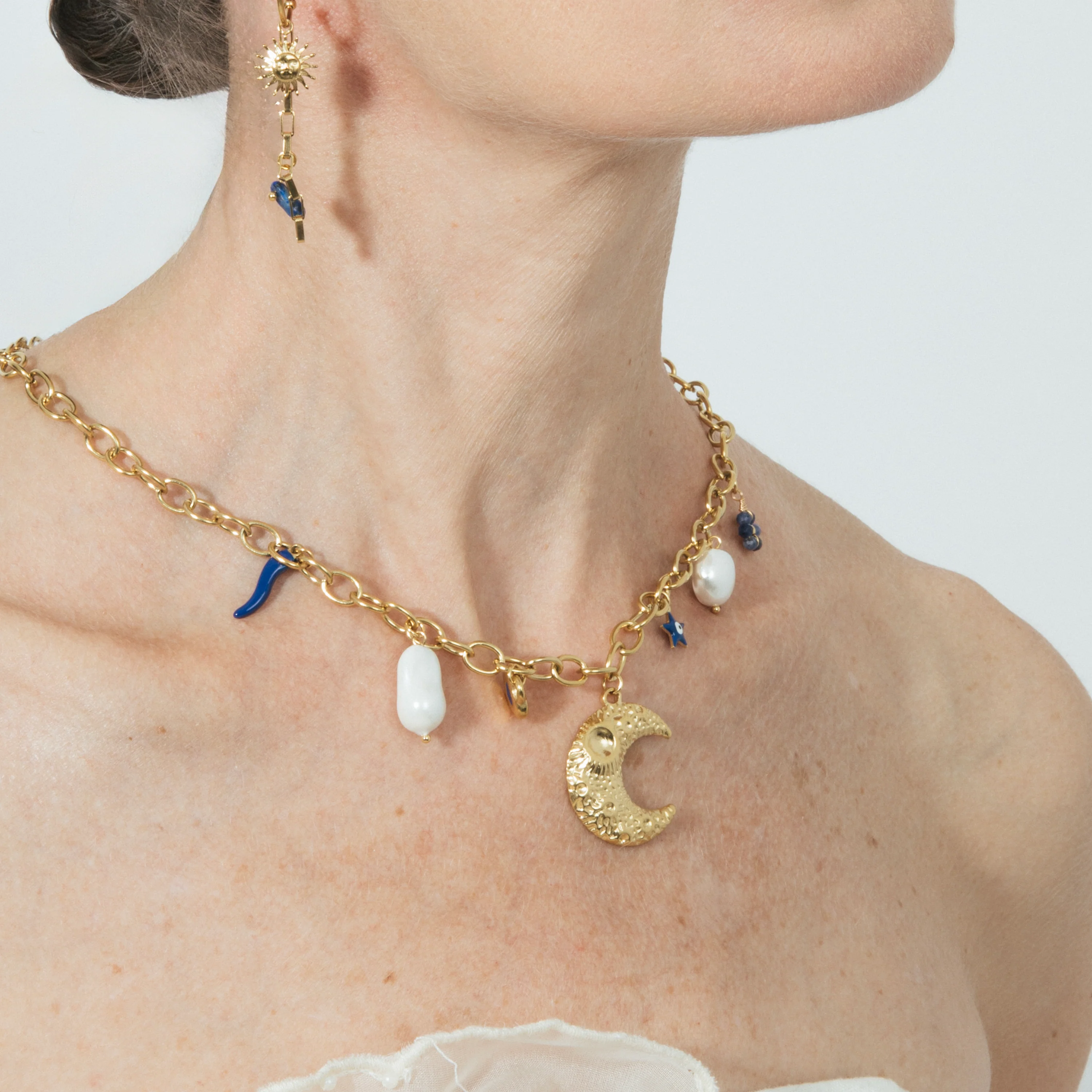 Collar de Lacado Azul acabado en oro amarillo 18k - Lynou - Image 4