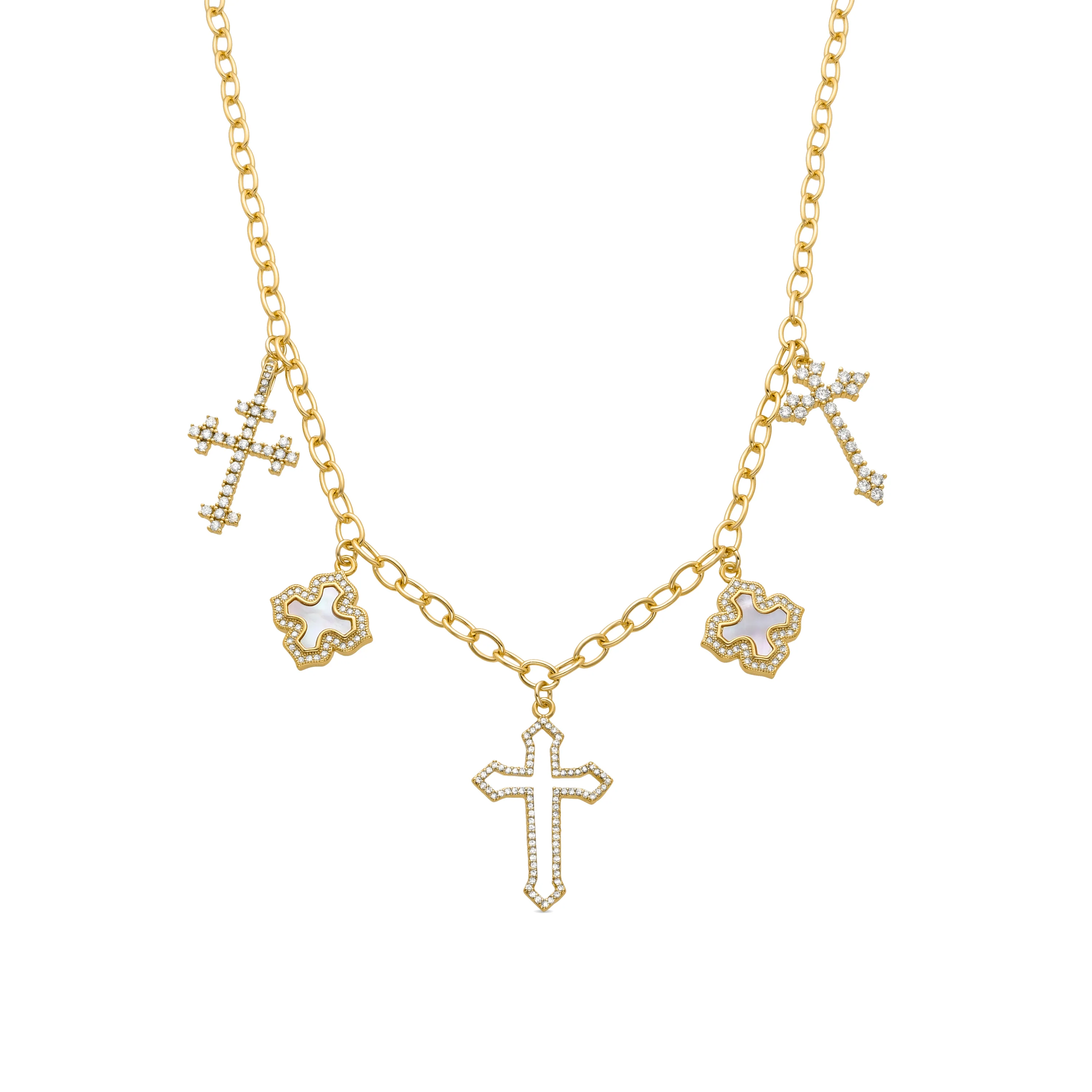 Collar de Circonita Brillante acabado en oro amarillo 18K - Lysay
