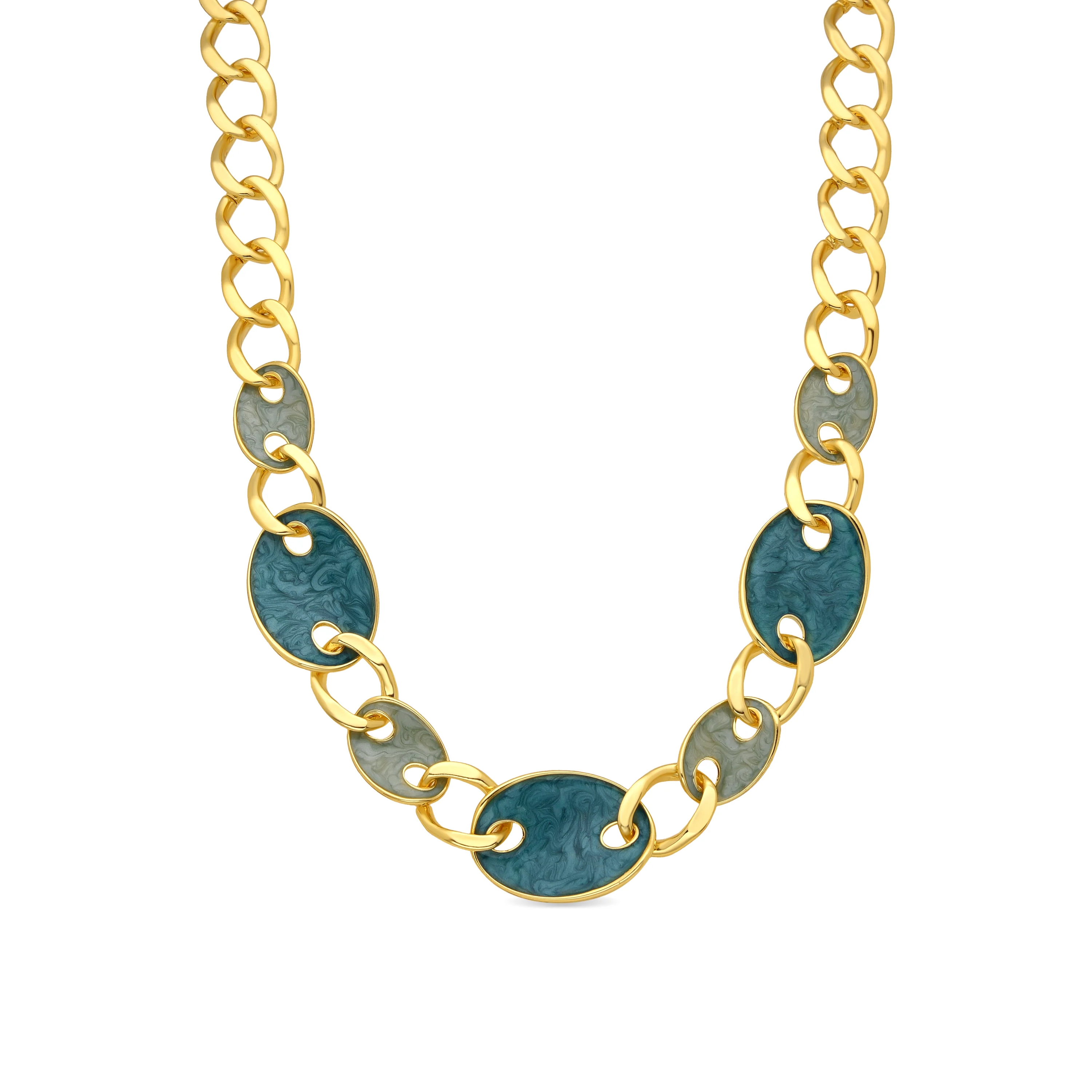 Collar acabado oro amarillo de 18k y Lacado Azul - Makan