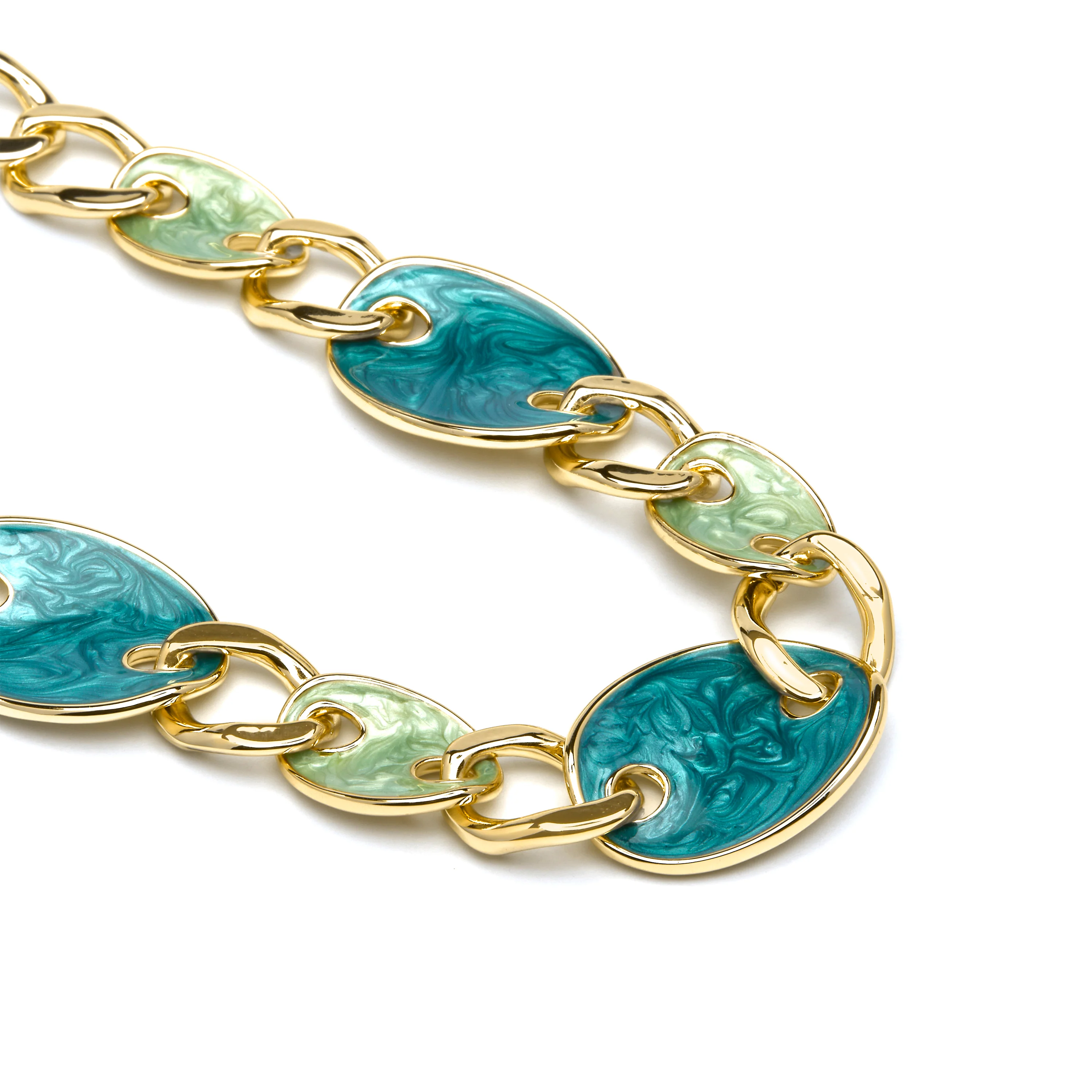 Collar acabado oro amarillo de 18k y Lacado Azul - Makan - Image 5