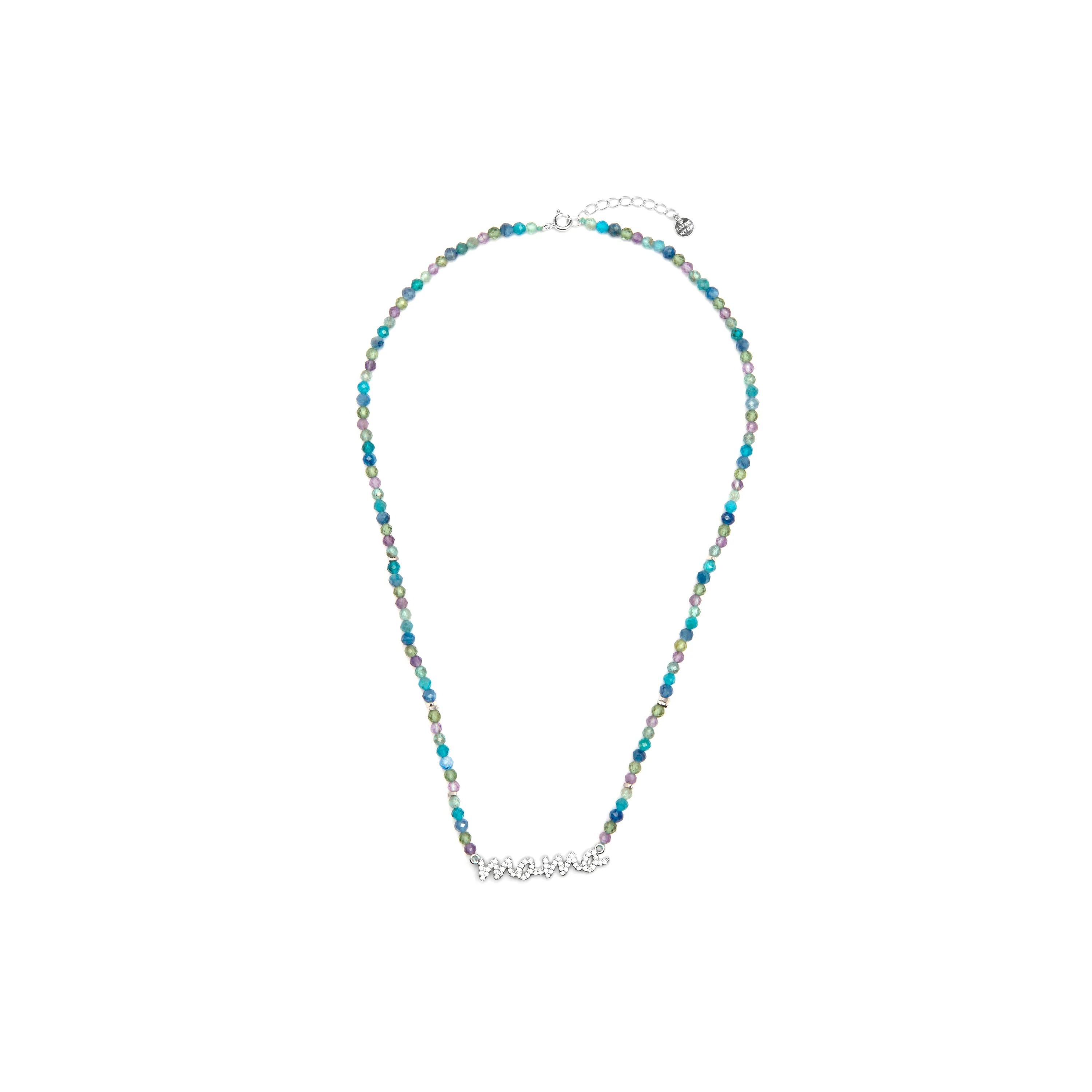 Collar de Plata de Ley 925 y Cristal Azul Oscuro acabado rodio - Mama - Image 3