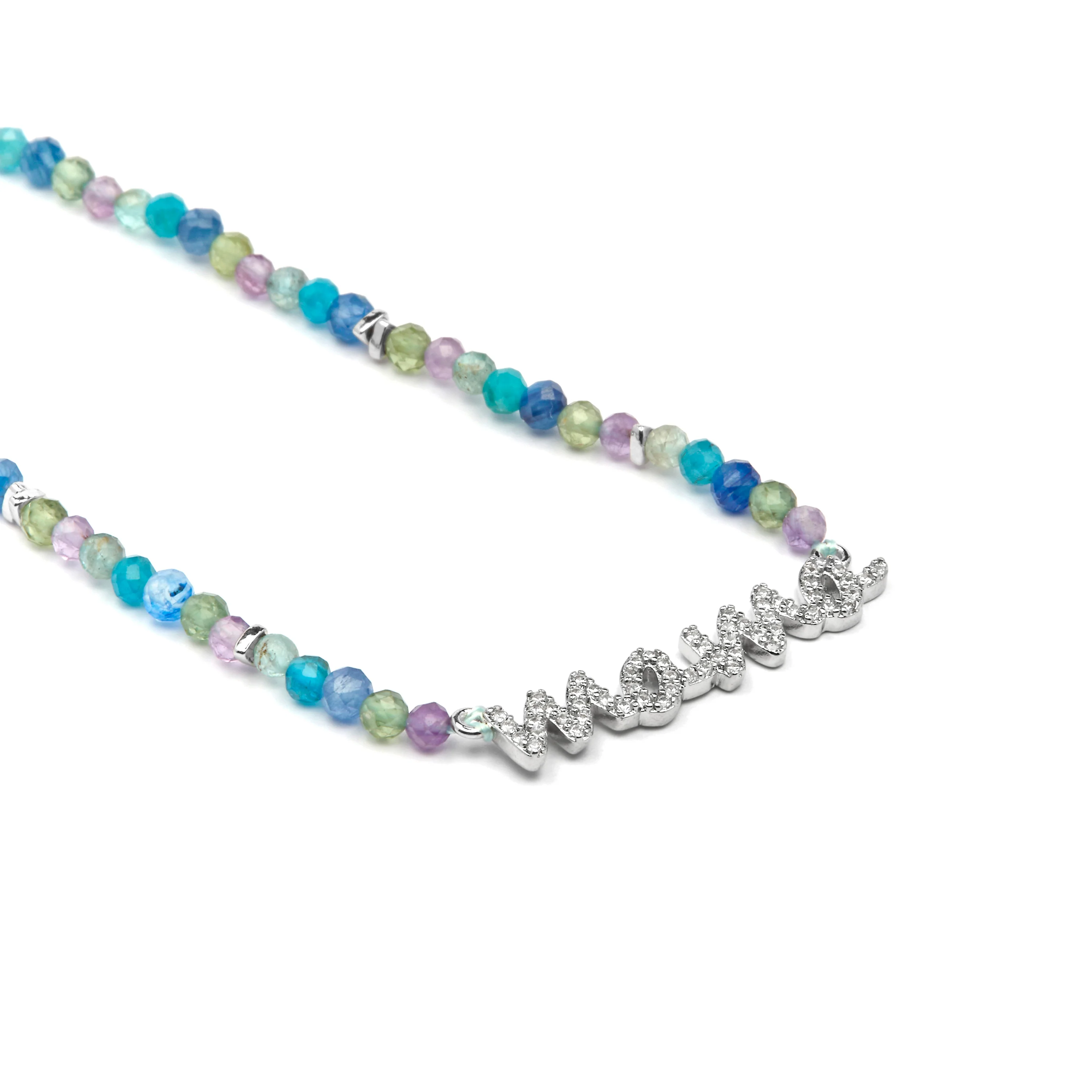 Collar de Plata de Ley 925 y Cristal Azul Oscuro acabado rodio - Mama - Image 5
