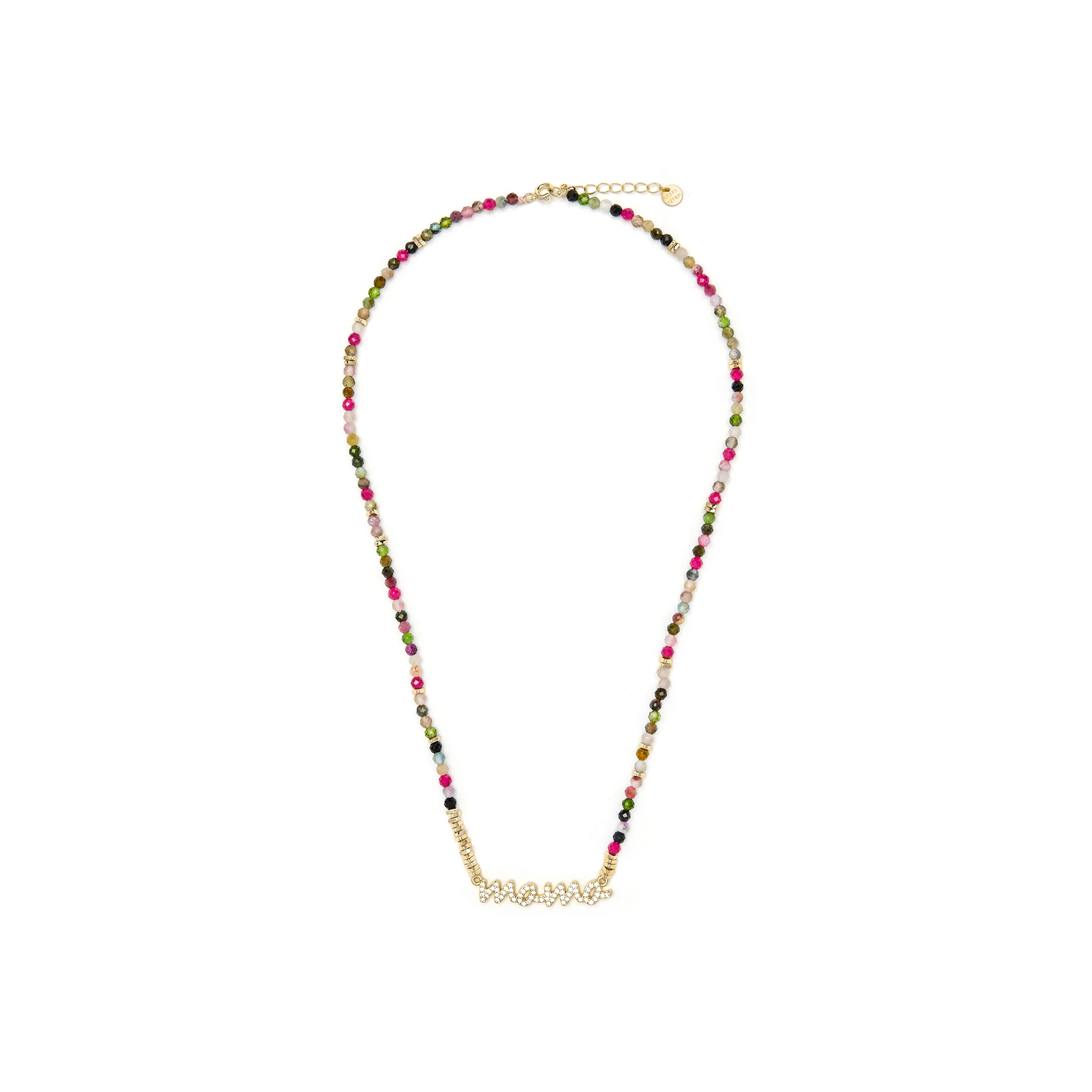 Collar de Plata de Ley 925 y Turmalina Multicolor acabado oro amarillo de 18k - Mama - Image 3