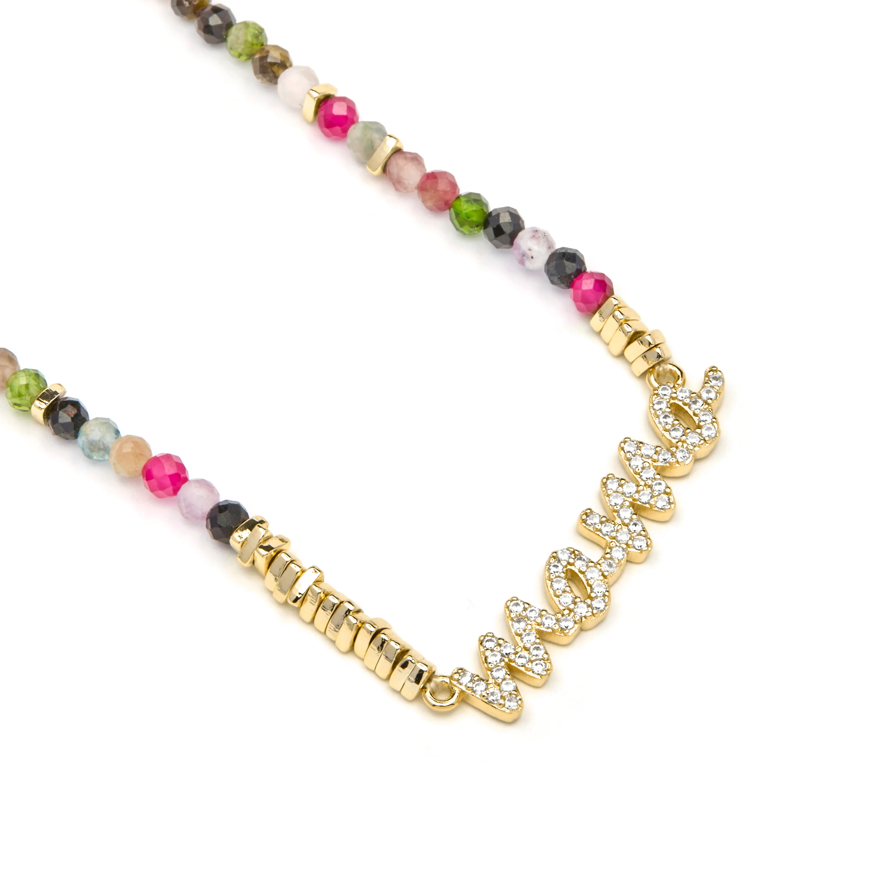 Collar de Plata de Ley 925 y Turmalina Multicolor acabado oro amarillo de 18k - Mama - Image 4