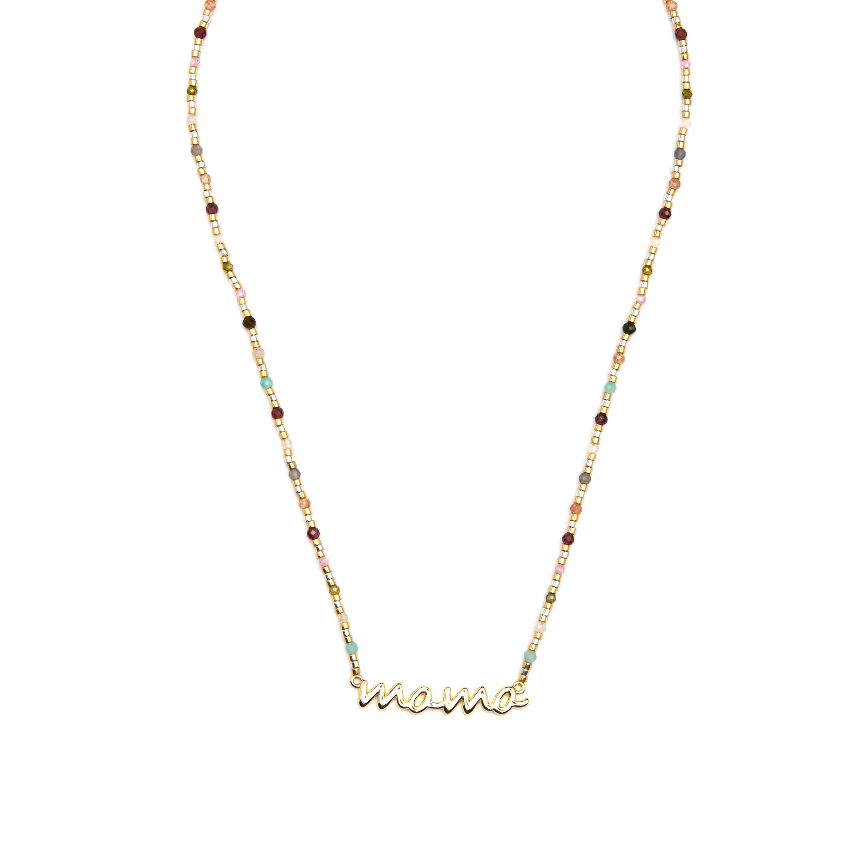 Collar de Plata de Ley 925 y Cristal Multicolor acabado oro amarillo de 18k - Mama