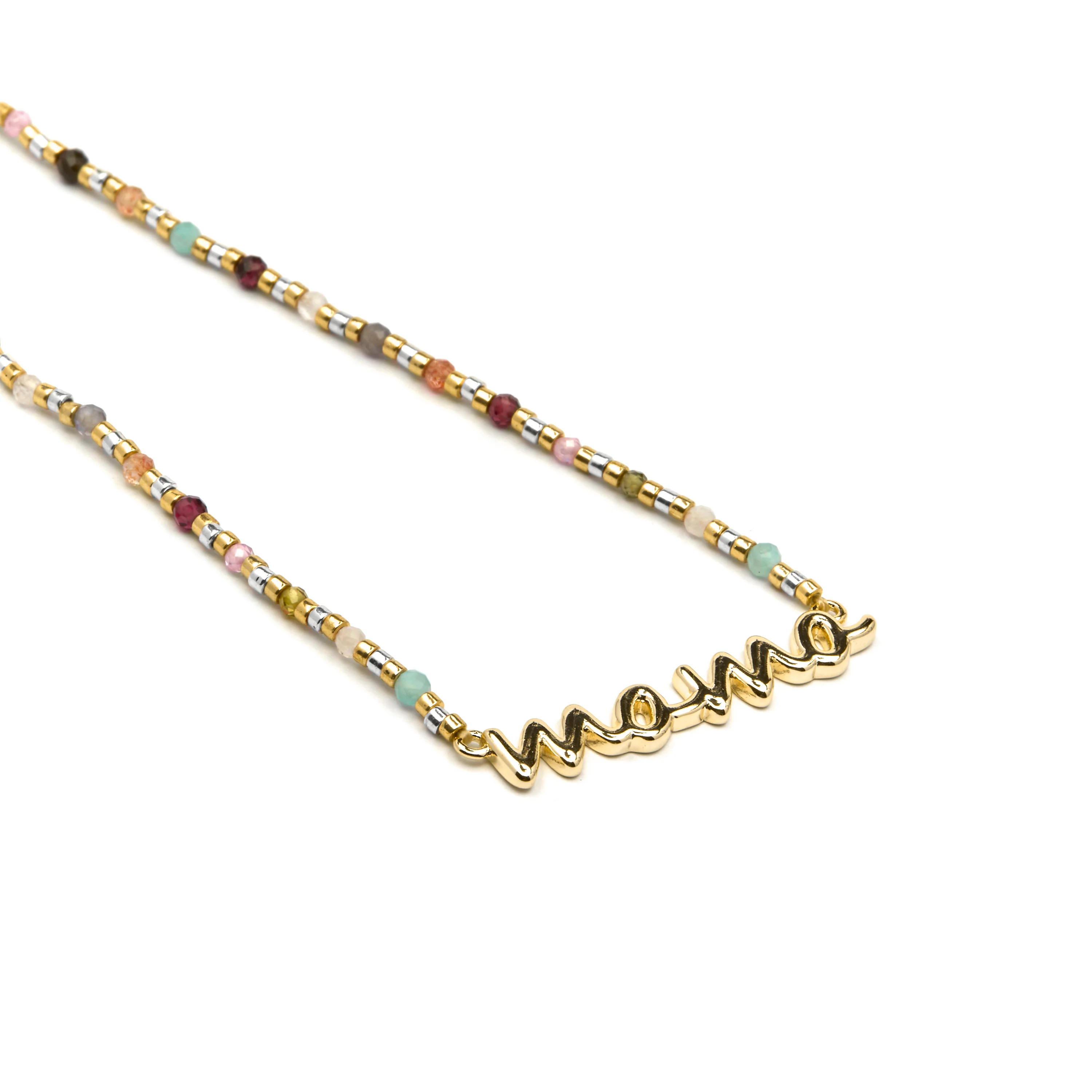 Collar de Plata de Ley 925 y Cristal Multicolor acabado oro amarillo de 18k - Mama - Image 3