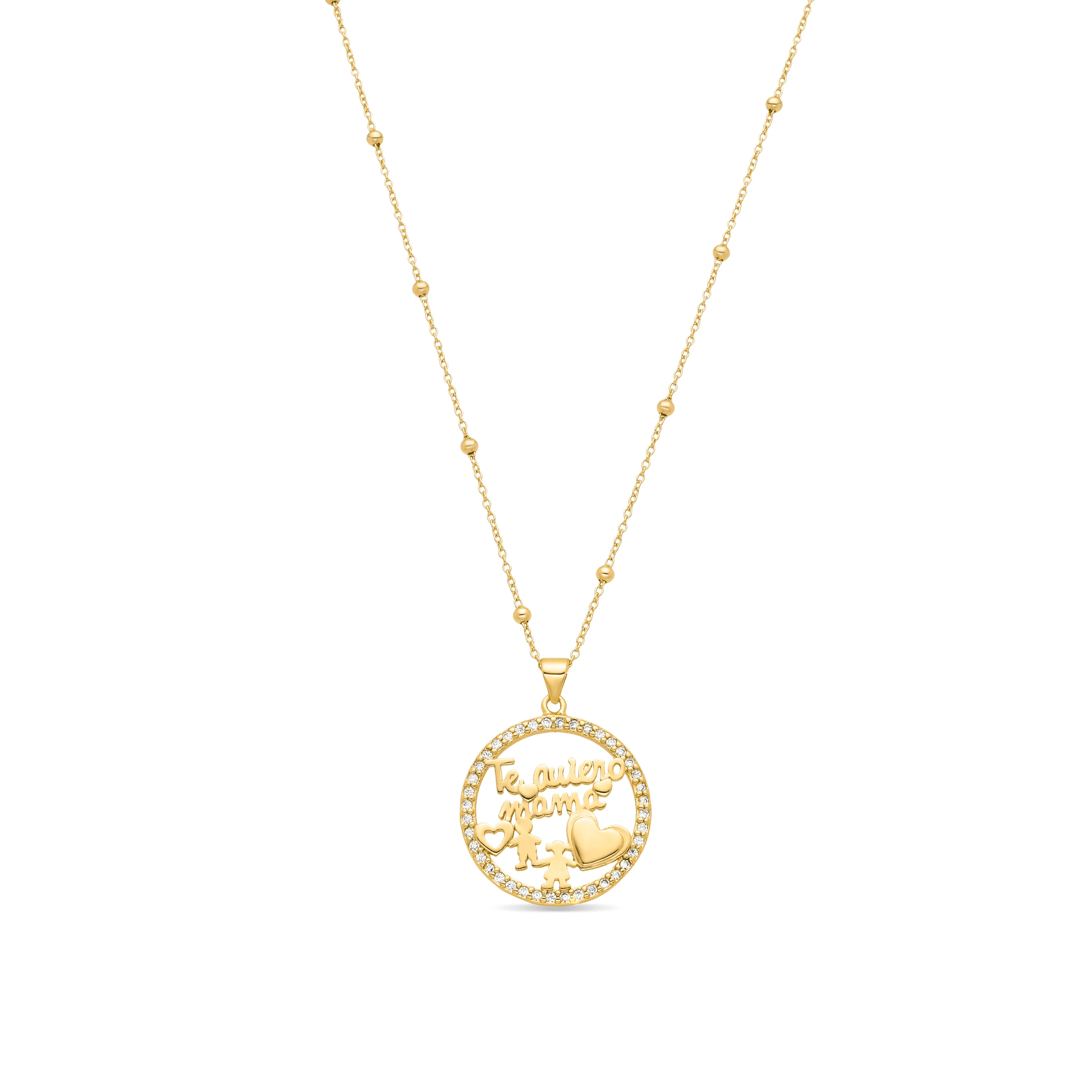 Collar de Plata de Ley 925 y Circonita Brillante acabado oro amarillo de 18k - Mama