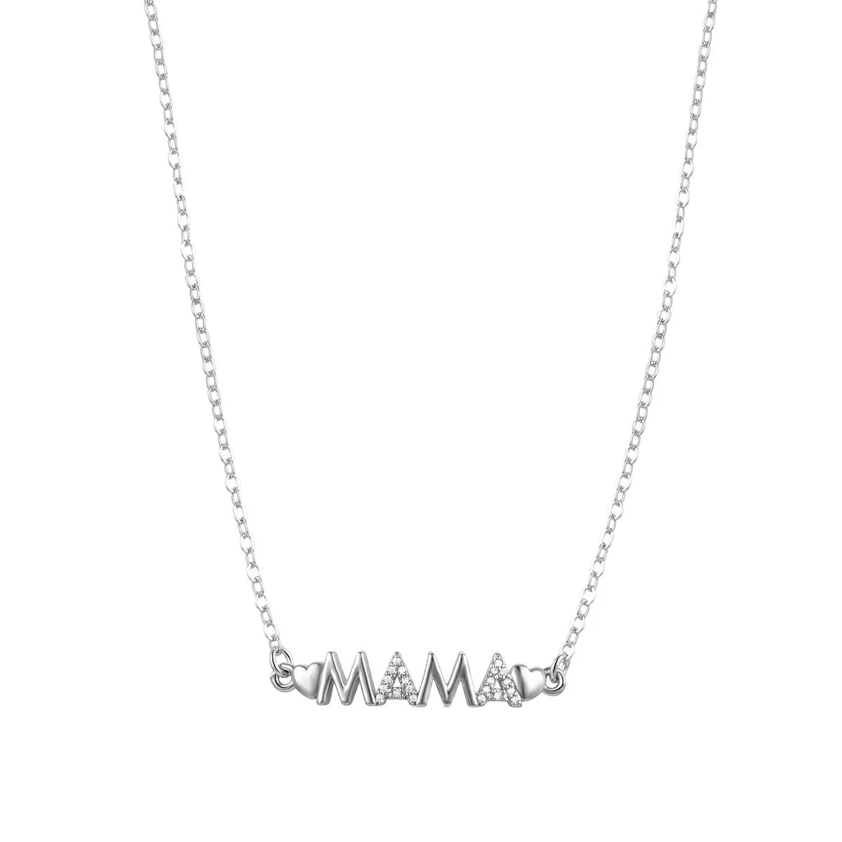 Collar Mamá acabado en rodio - Mama BLANCO