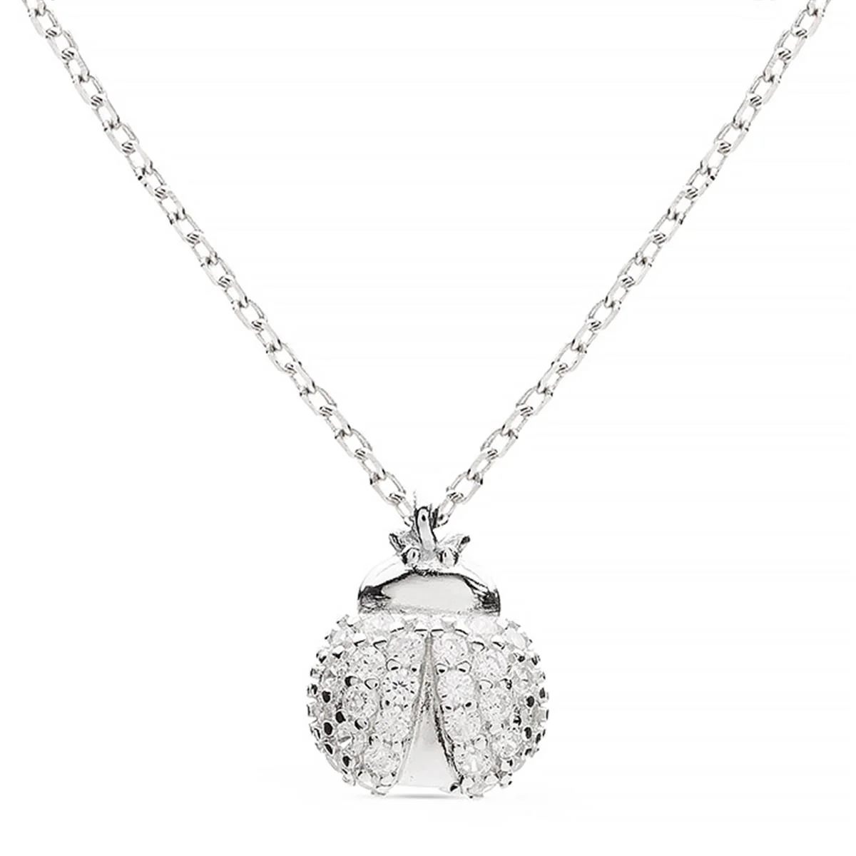 Collar Mariquita Plata De Ley 925 - Mariquita BLANCO