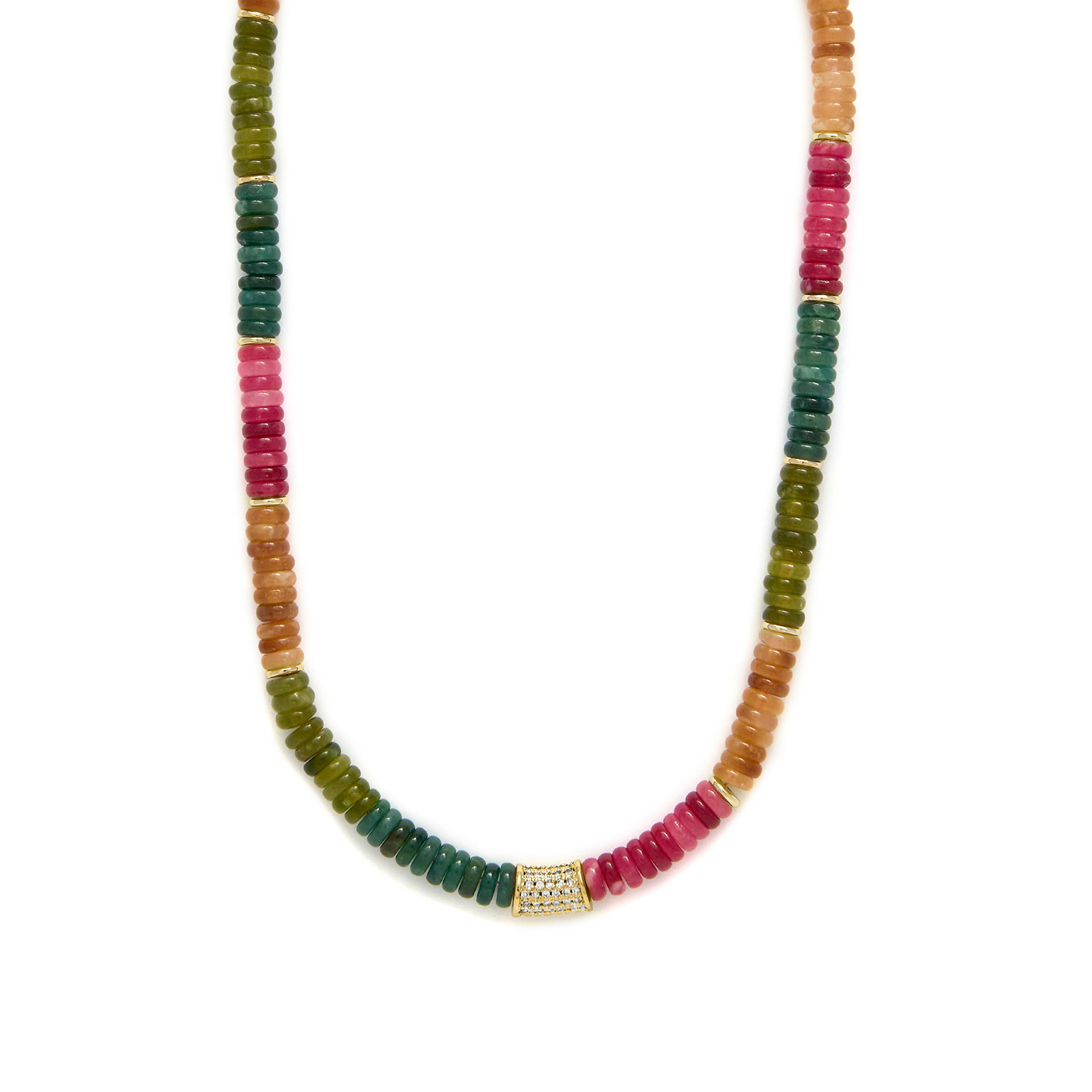 Collar de Plata de Ley 925 y Turmalina Multicolor acabado en oro amarillo 18k - Megro