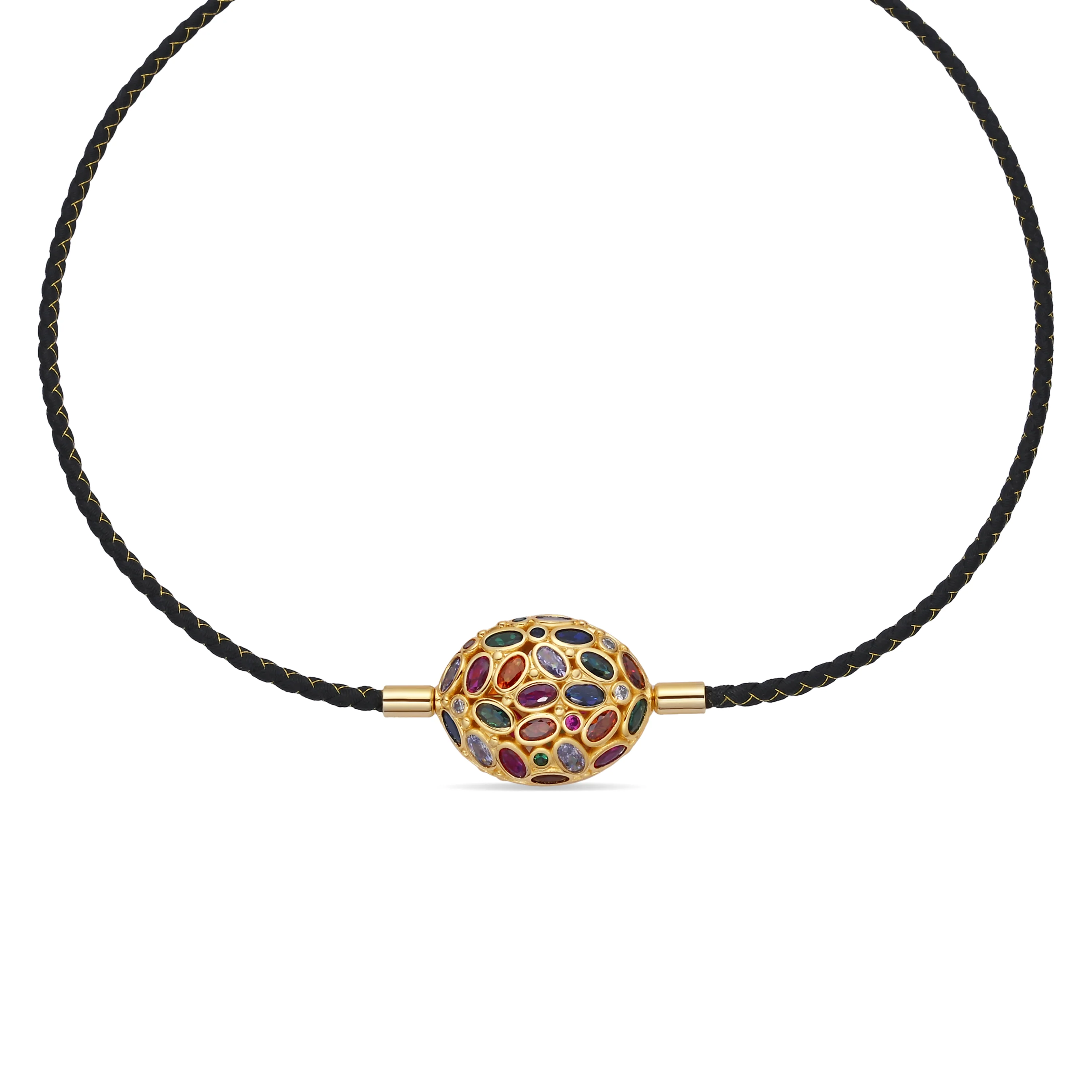 Collar de Plata de Ley 925 y Circonita Multicolor acabado en oro amarillo 18k - Milkio