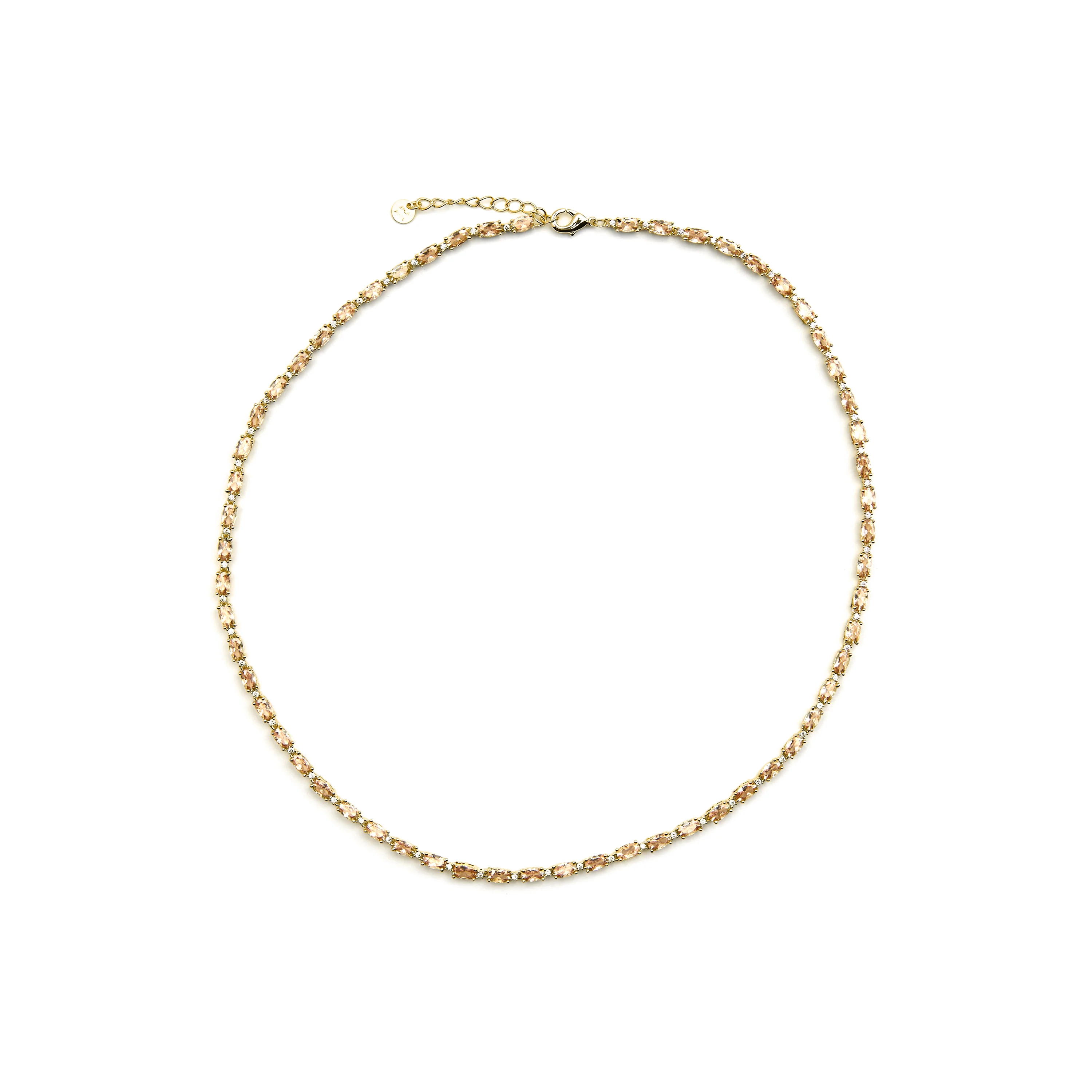 Collar de Plata de Ley 925 y Circonita Champagne acabado oro 18k - Morilda - Image 3