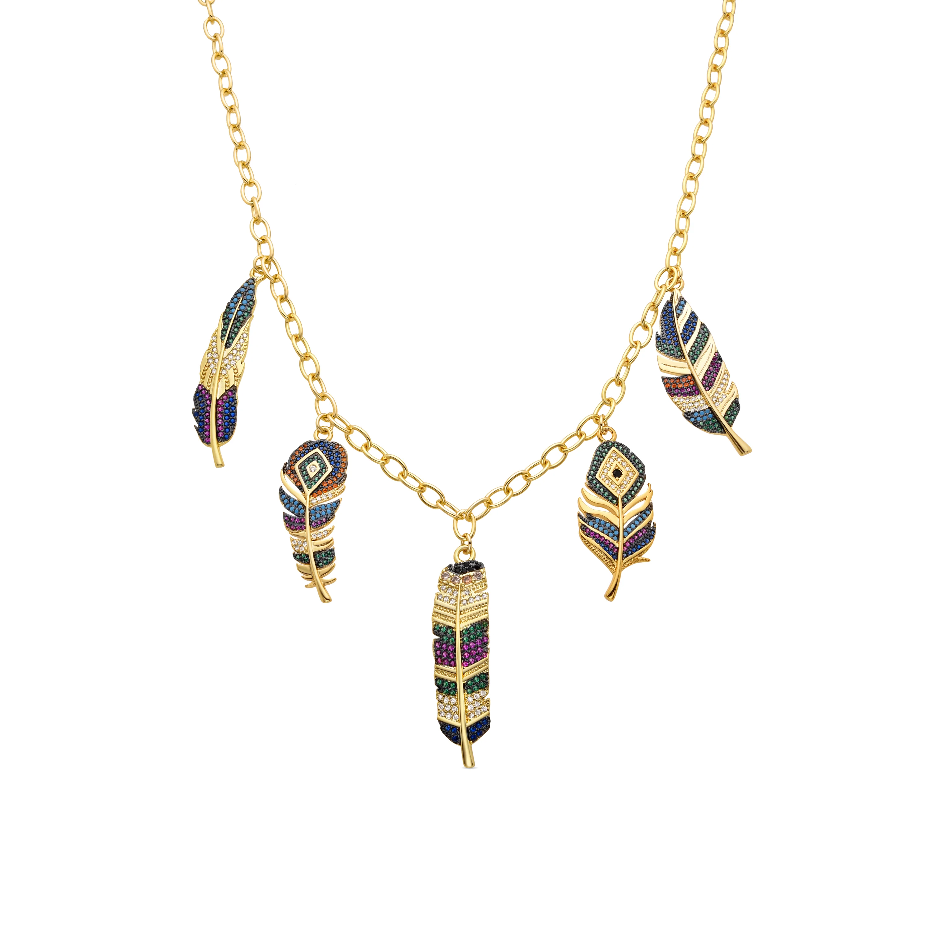 Collar de Circonita Multicolor acabado en oro amarillo 18K - Muisem