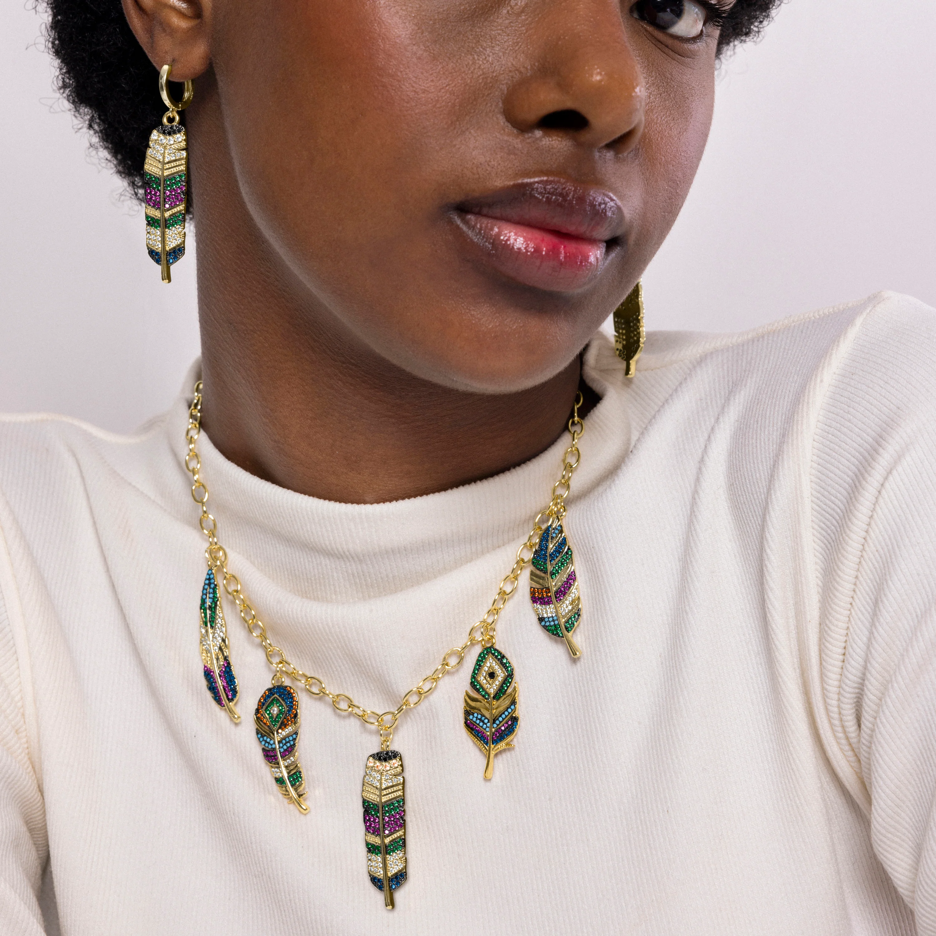 Collar de Circonita Multicolor acabado en oro amarillo 18K - Muisem - Image 2