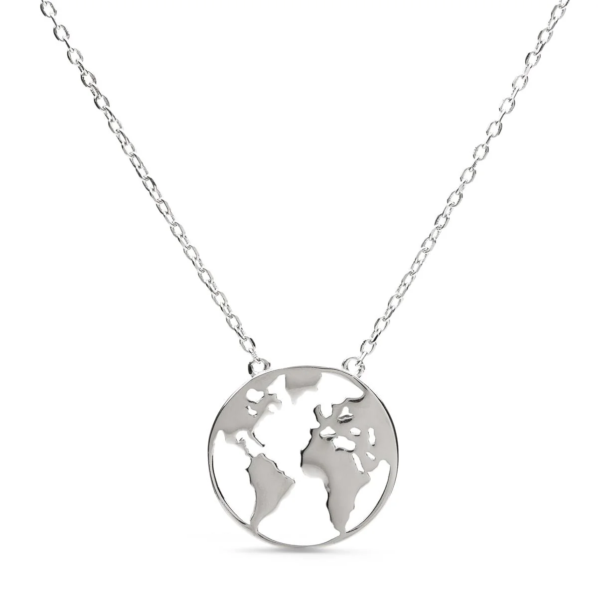 Collar Mundo Plata De Ley 925 - Mundo BLANCO