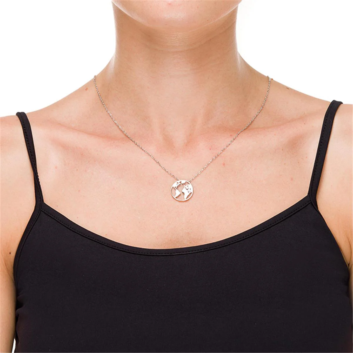Collar Mundo Plata De Ley 925 - Mundo BLANCO - Image 2