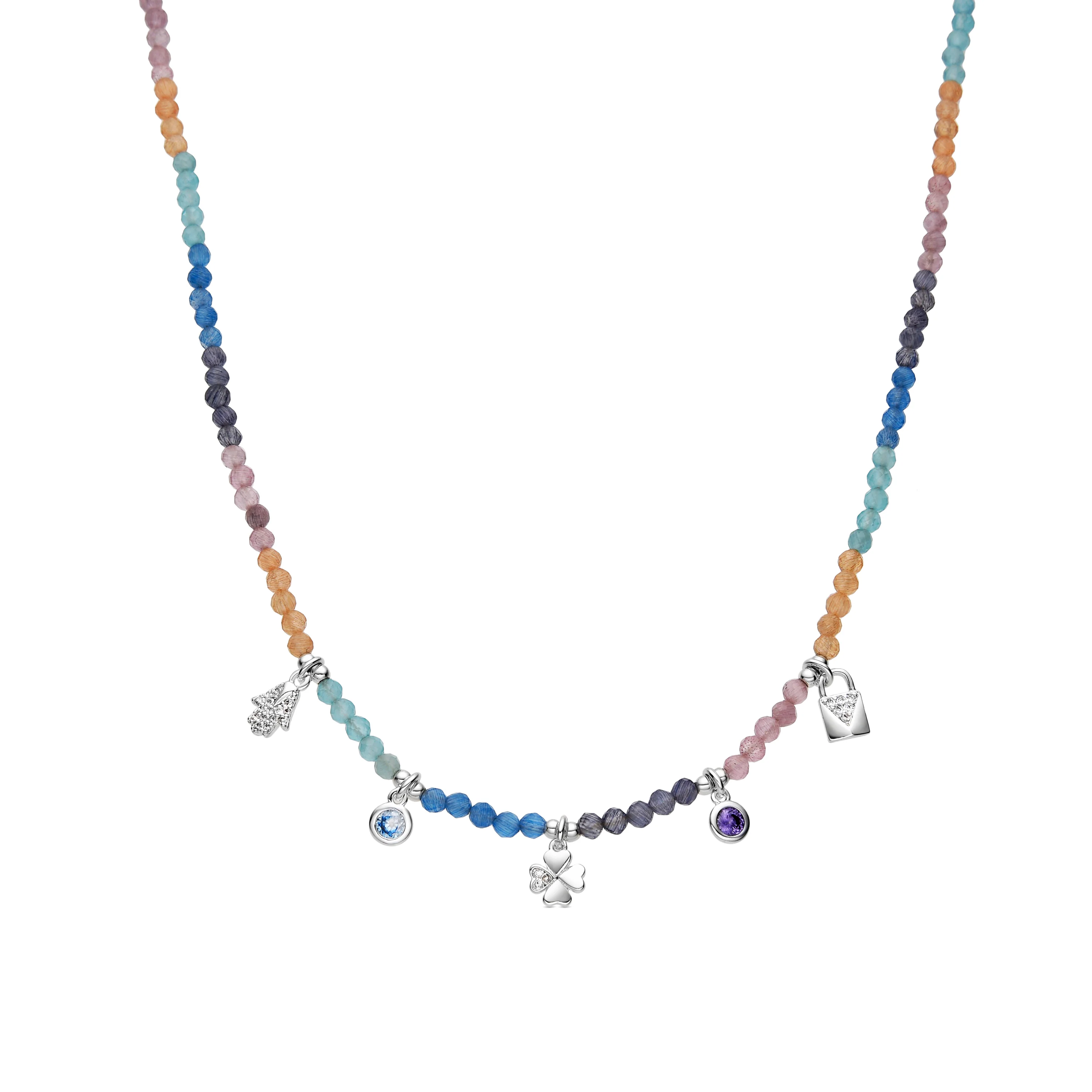 Collar de Plata de Ley 925 y Cristal Multicolor acabado rodio - Muza