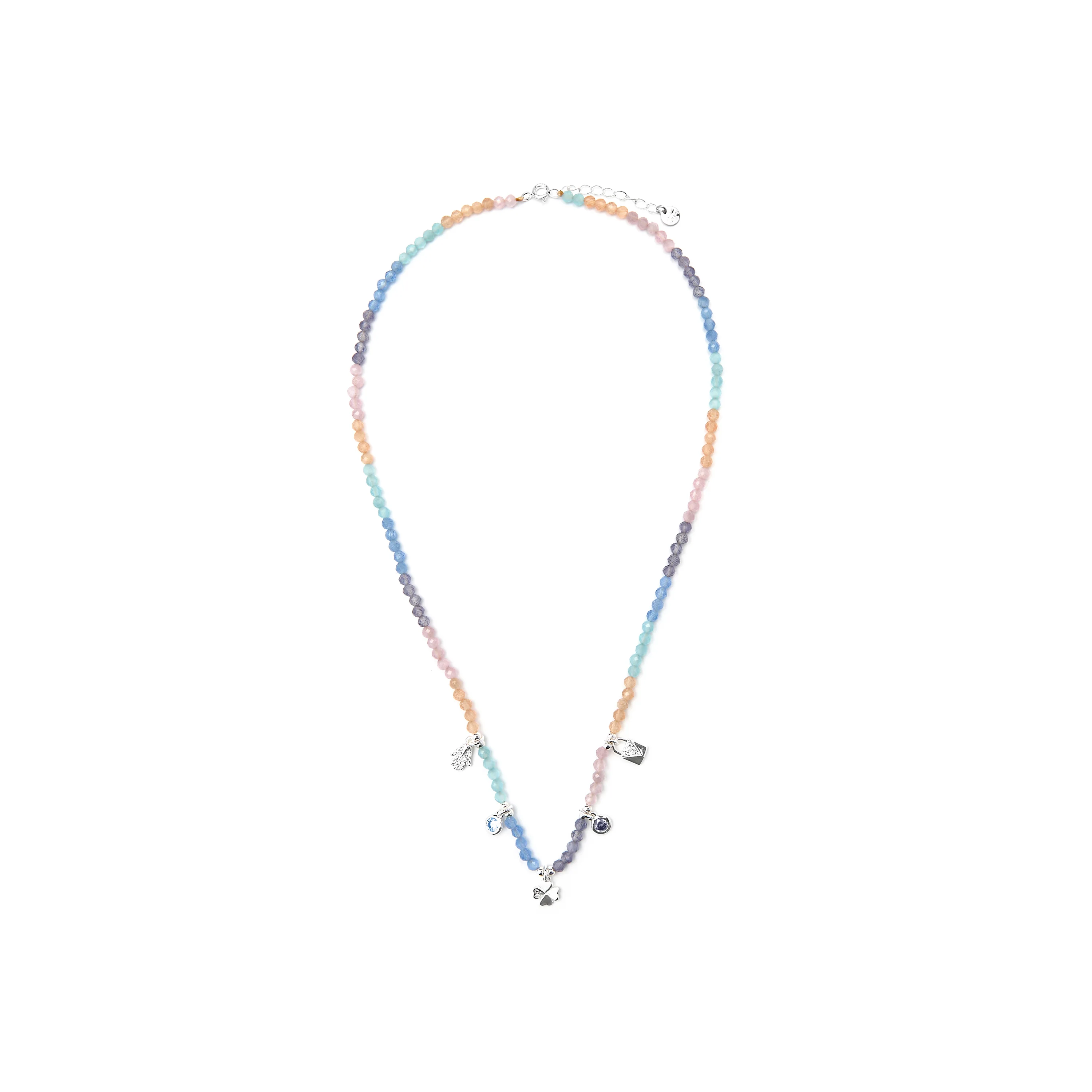 Collar de Plata de Ley 925 y Cristal Multicolor acabado rodio - Muza - Image 3