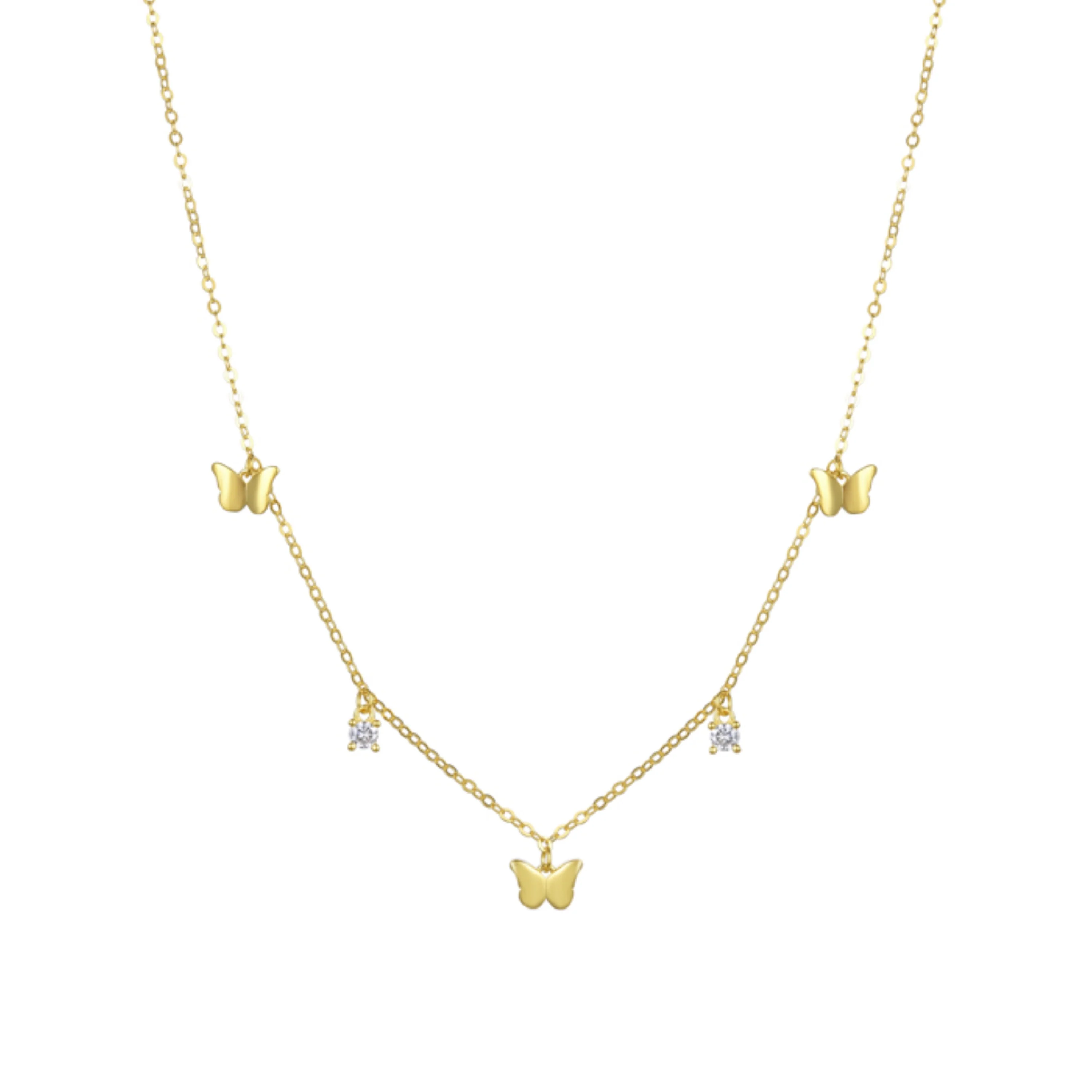 Collar de Plata de Ley 925 con Circonita Brillante acabado en oro amarillo 18K - Nall