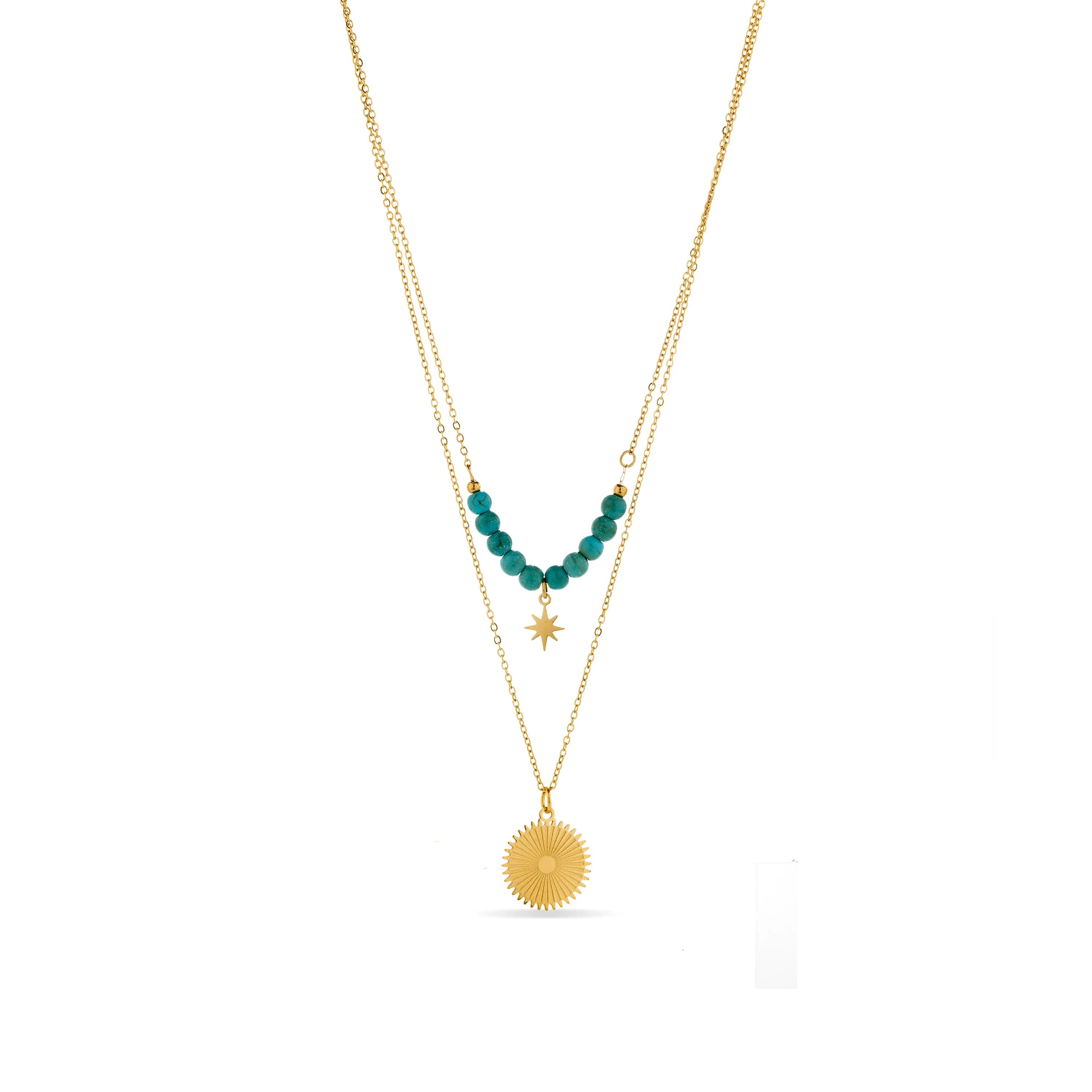 Collar de Turquesa acabado en oro amarillo 18K- Nanra