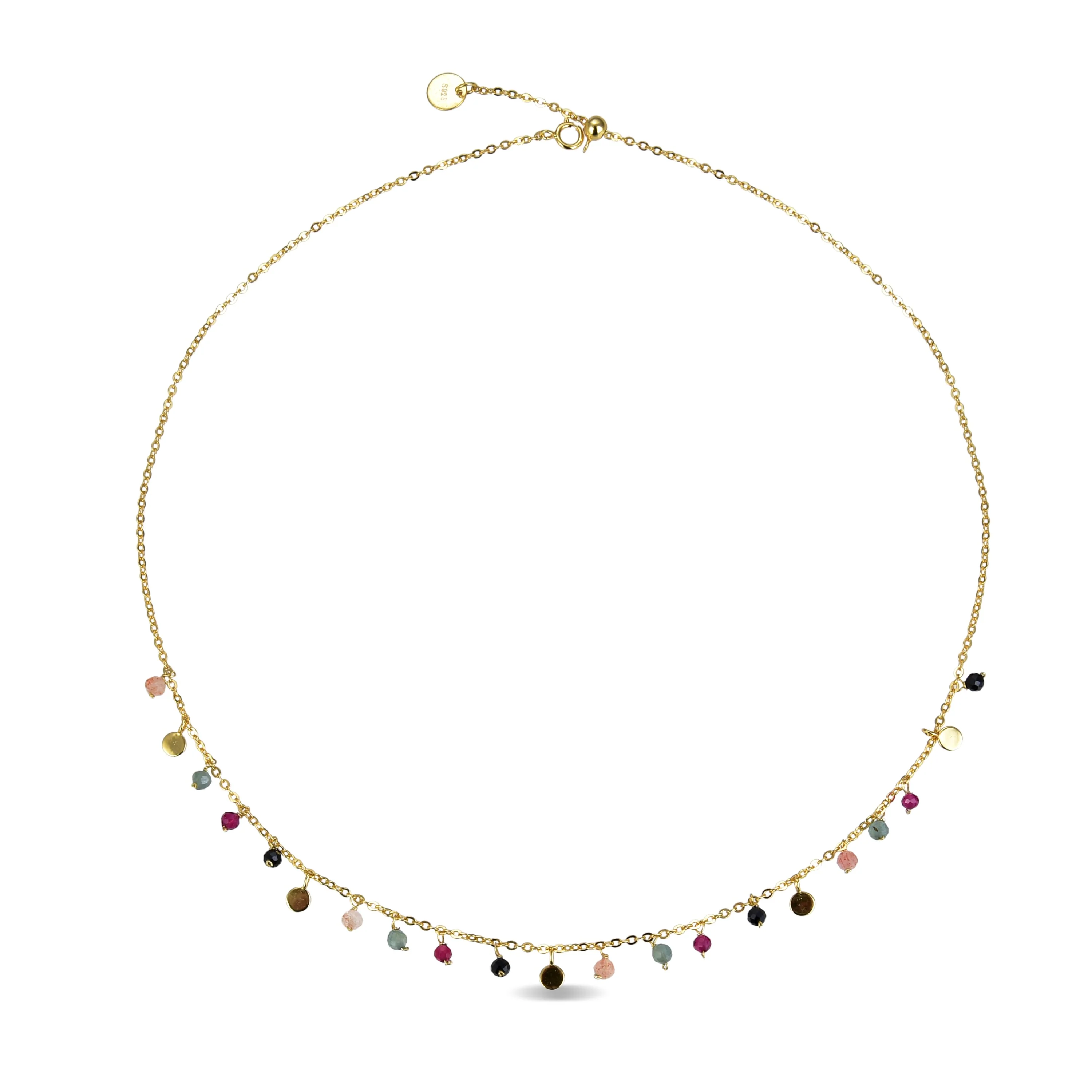Collar de Plata de Ley 925 con Cristal Multicolor acabado en oro amarillo 18K - Natsad - Image 3