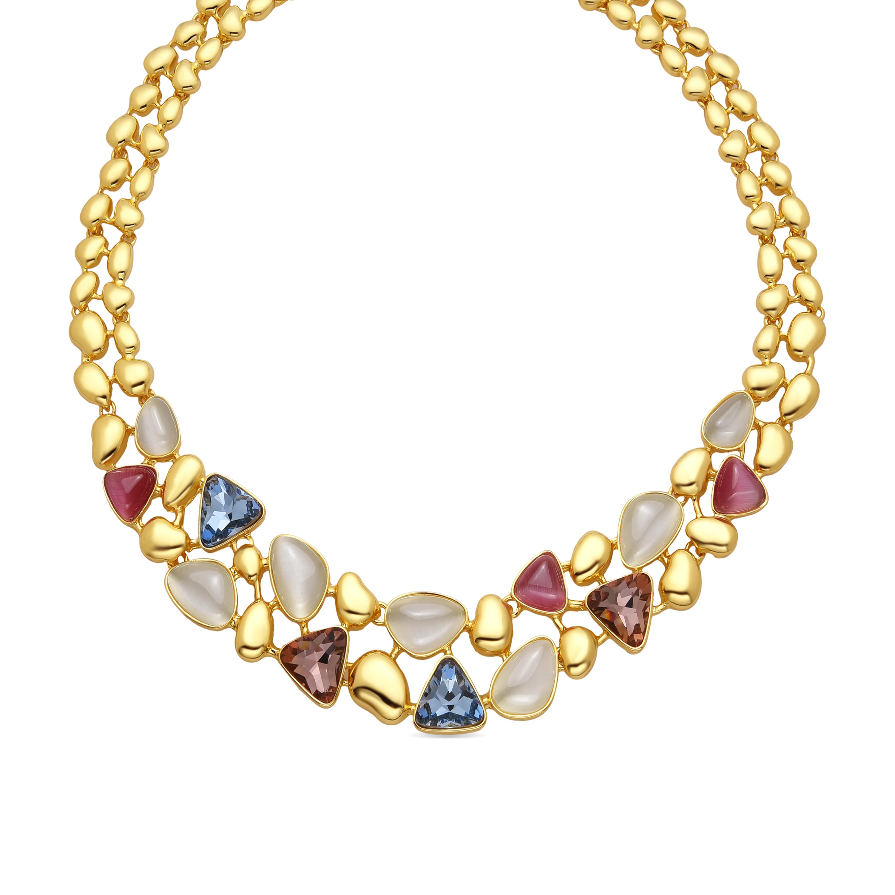 Collar acabado oro amarillo de 18k y Cristal Multicolor - Naxmo
