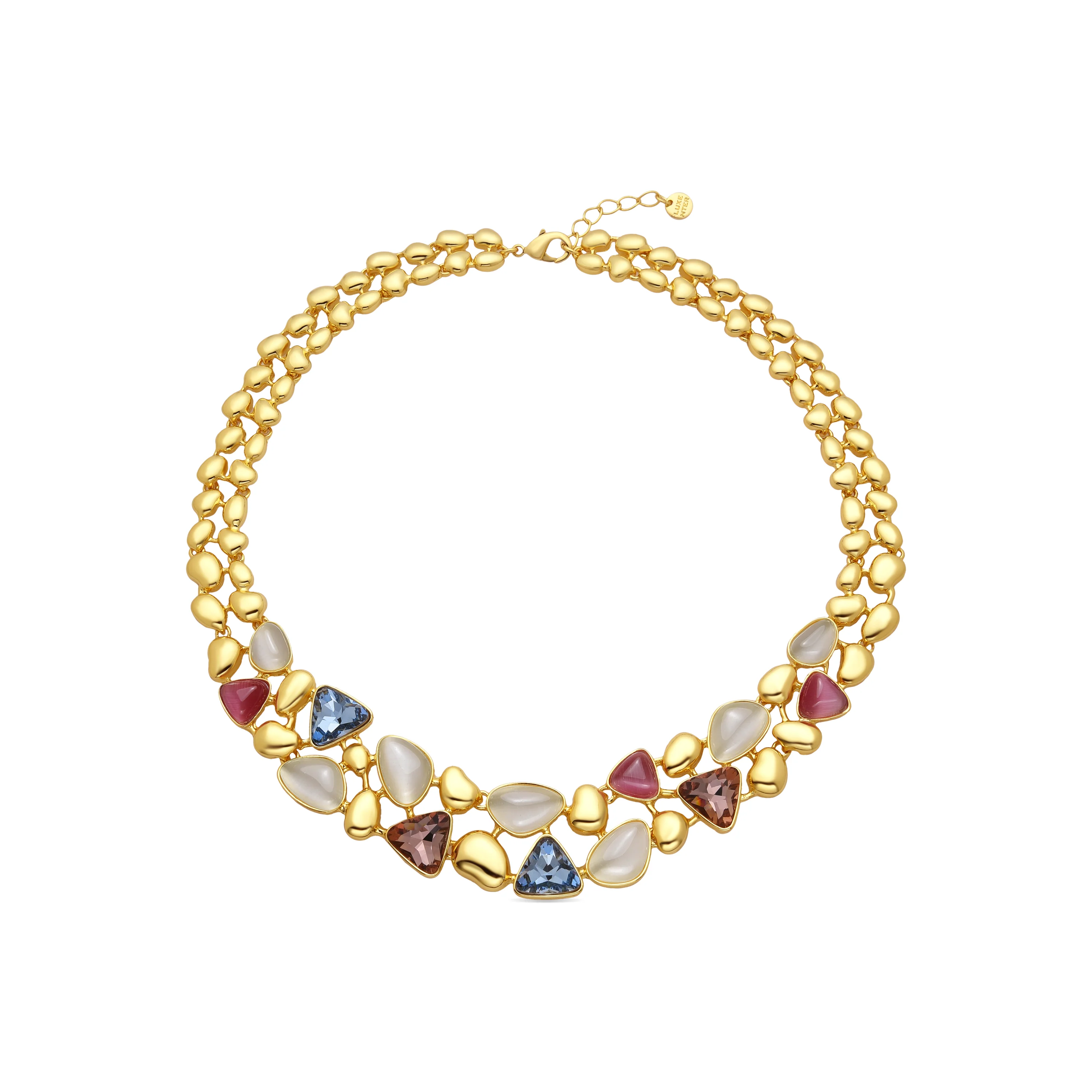 Collar acabado oro amarillo de 18k y Cristal Multicolor - Naxmo - Image 3