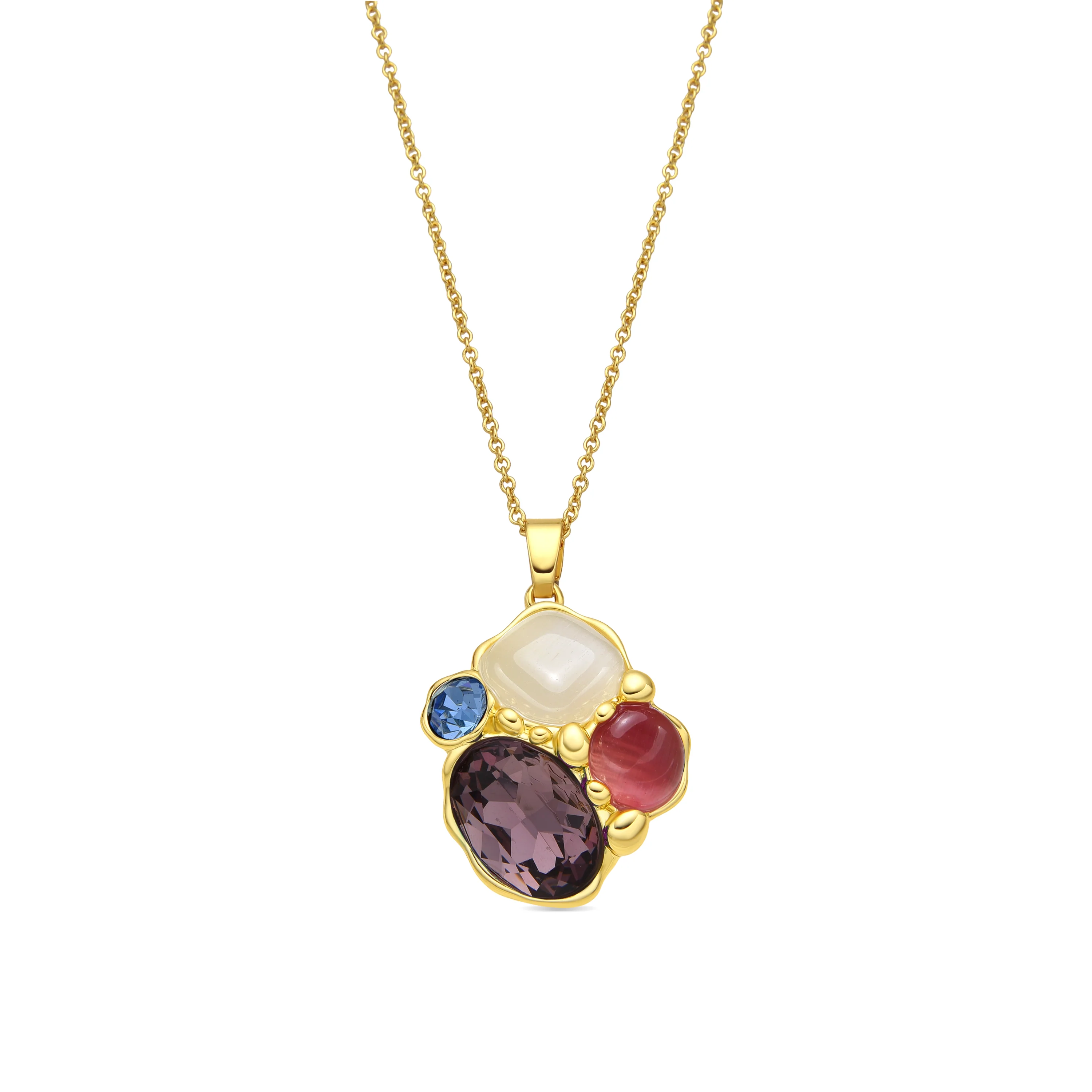 Collar acabado oro amarillo de 18k y Cristal Morado - Nedla