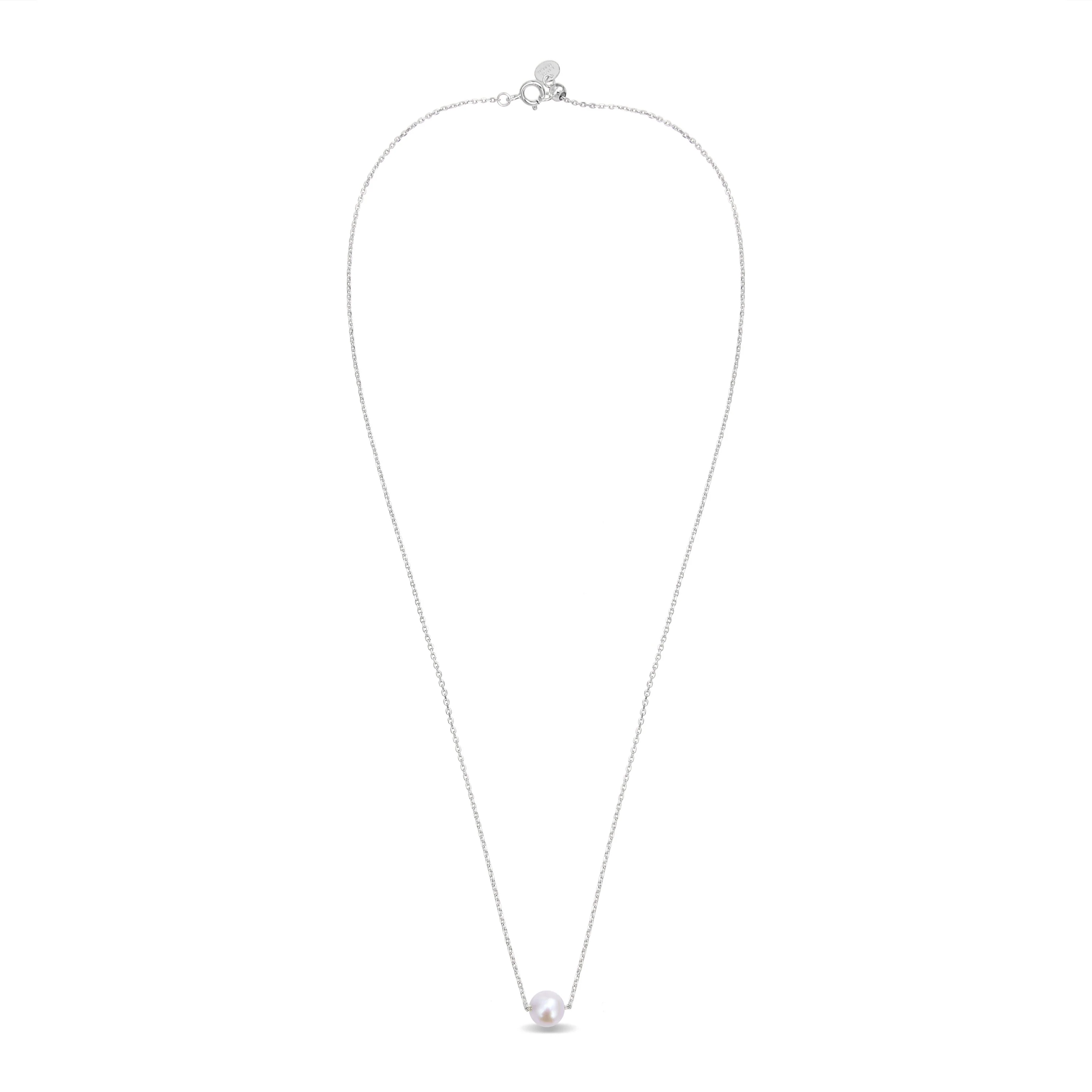 Collar de Plata de Ley 925 con Perla Blanca acabado en rodio - Sadah - Image 3