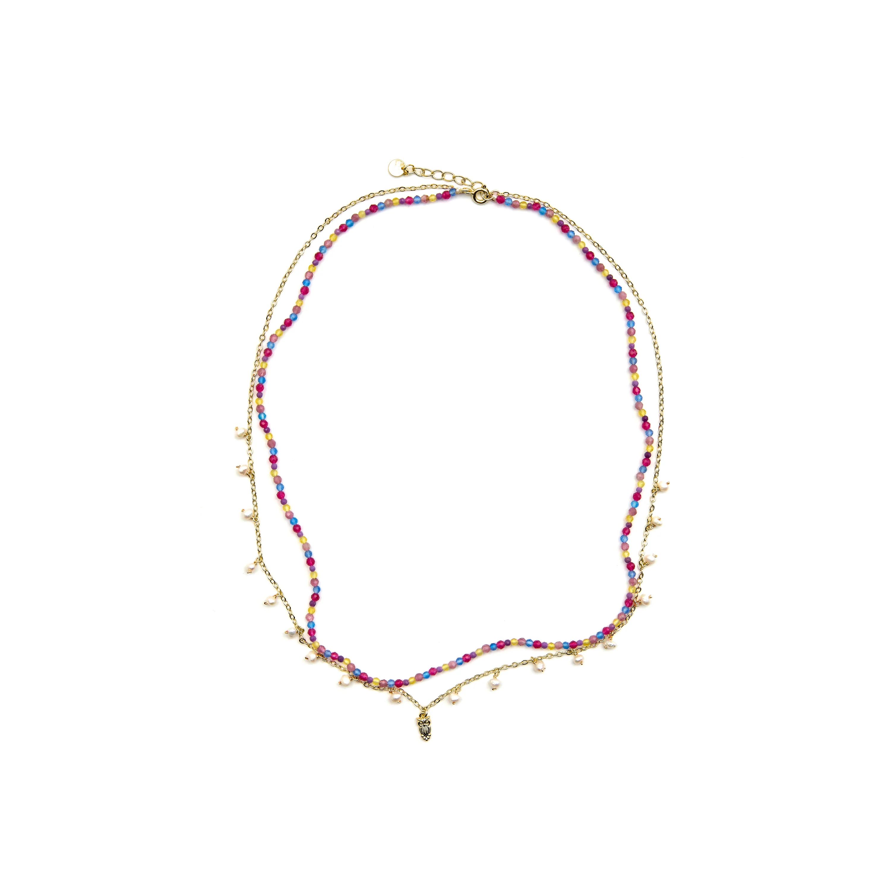 Collar de Plata de Ley 925 y Cristal Multicolor acabado oro 18k - Niarz - Image 3