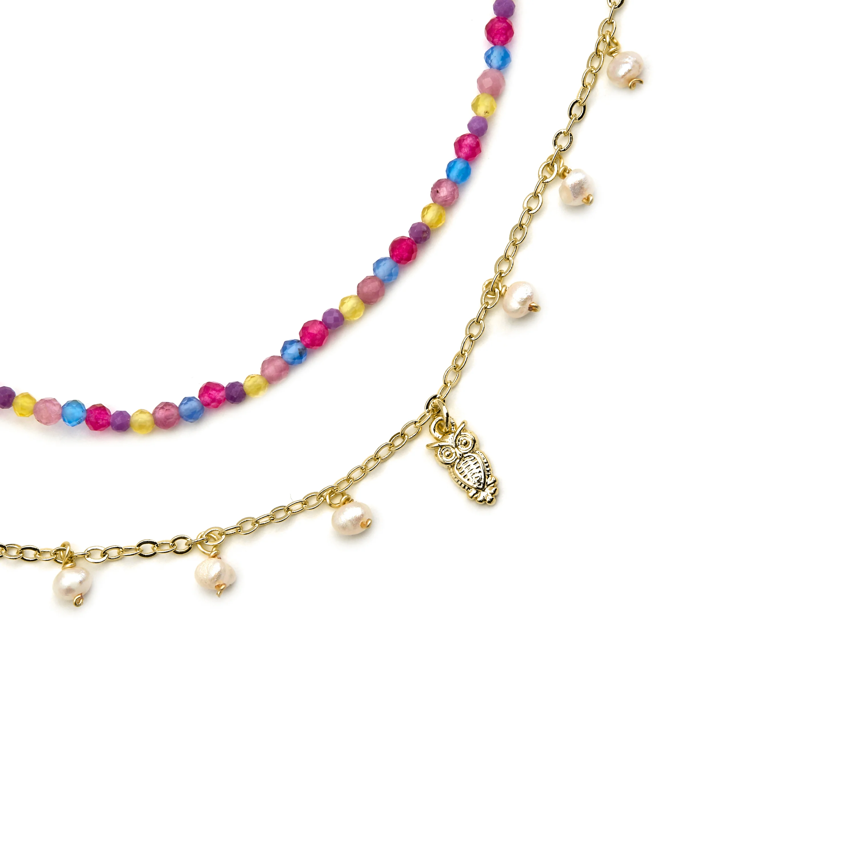 Collar de Plata de Ley 925 y Cristal Multicolor acabado oro 18k - Niarz - Image 5