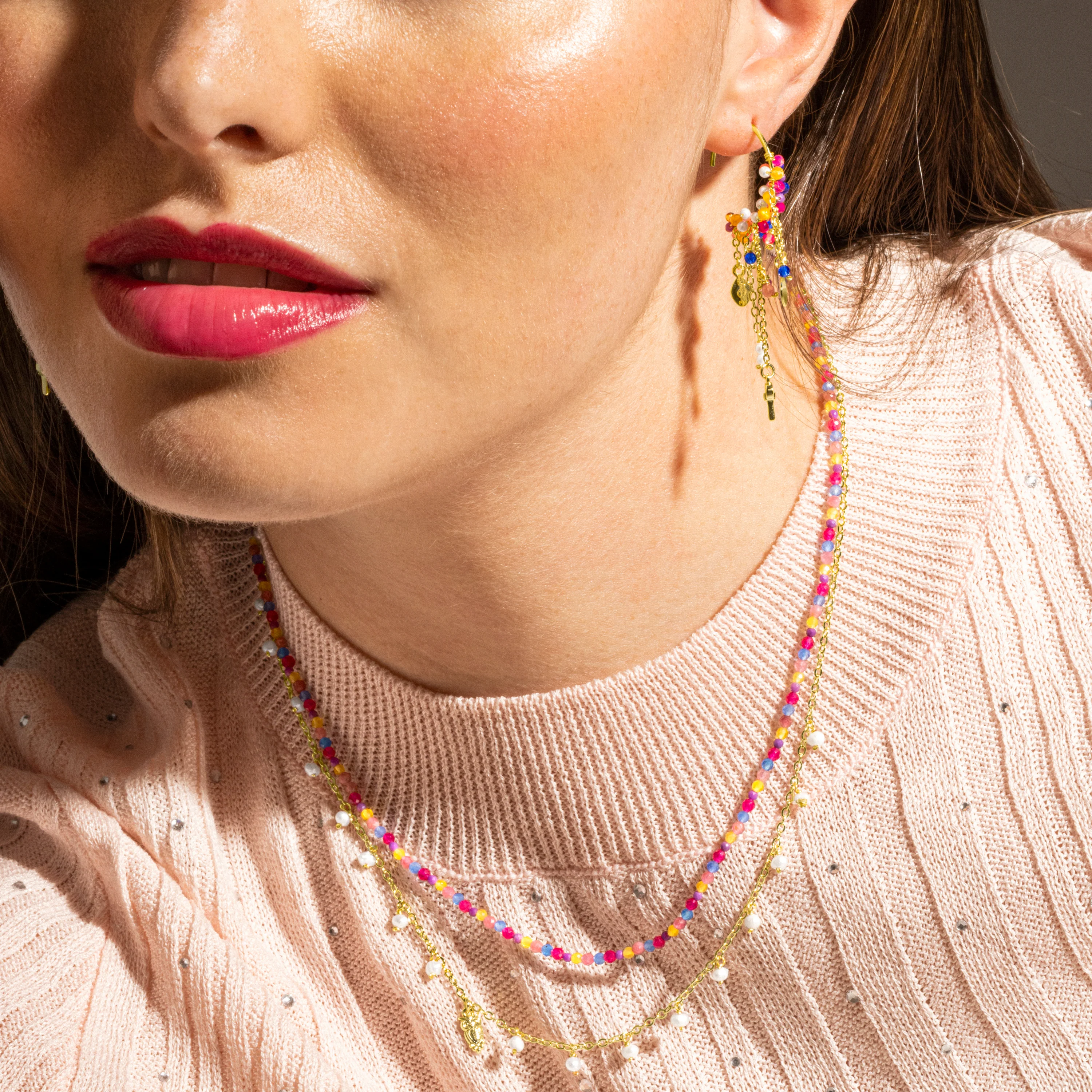 Collar de Plata de Ley 925 y Cristal Multicolor acabado oro 18k - Niarz - Image 6