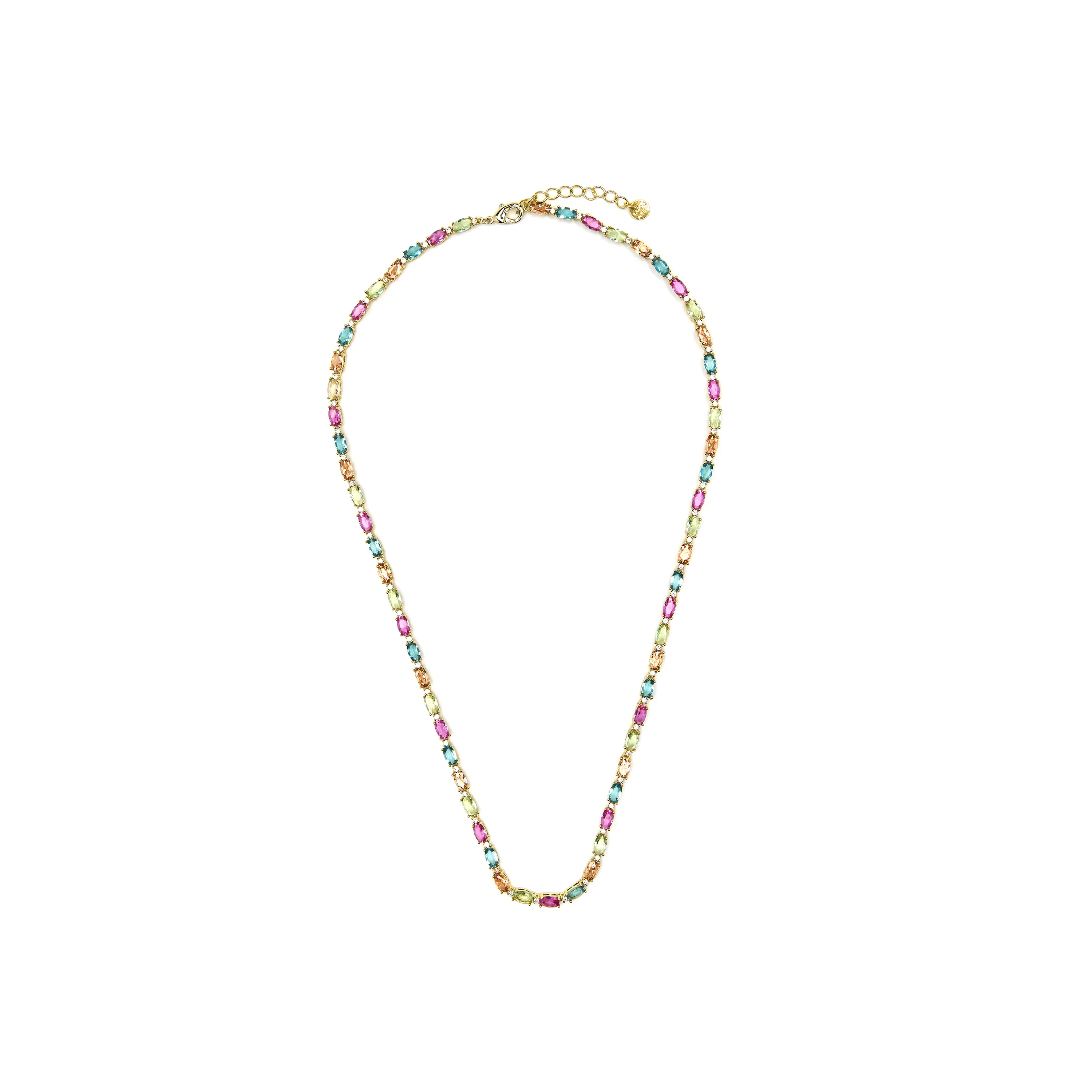Collar de Plata de Ley 925 y Circonita Multicolor acabado oro amarillo de 18k - Nie - Image 3