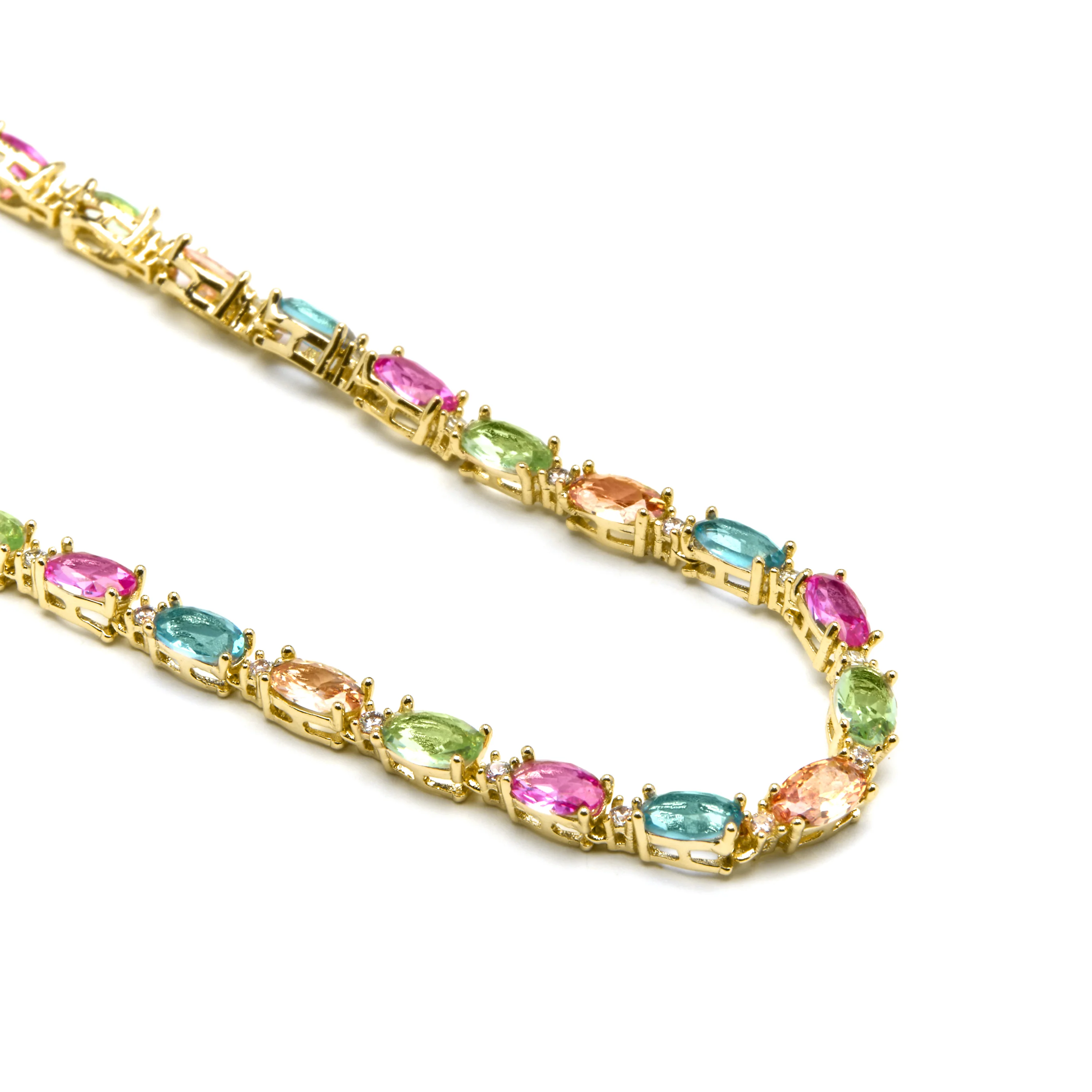 Collar de Plata de Ley 925 y Circonita Multicolor acabado oro amarillo de 18k - Nie - Image 5