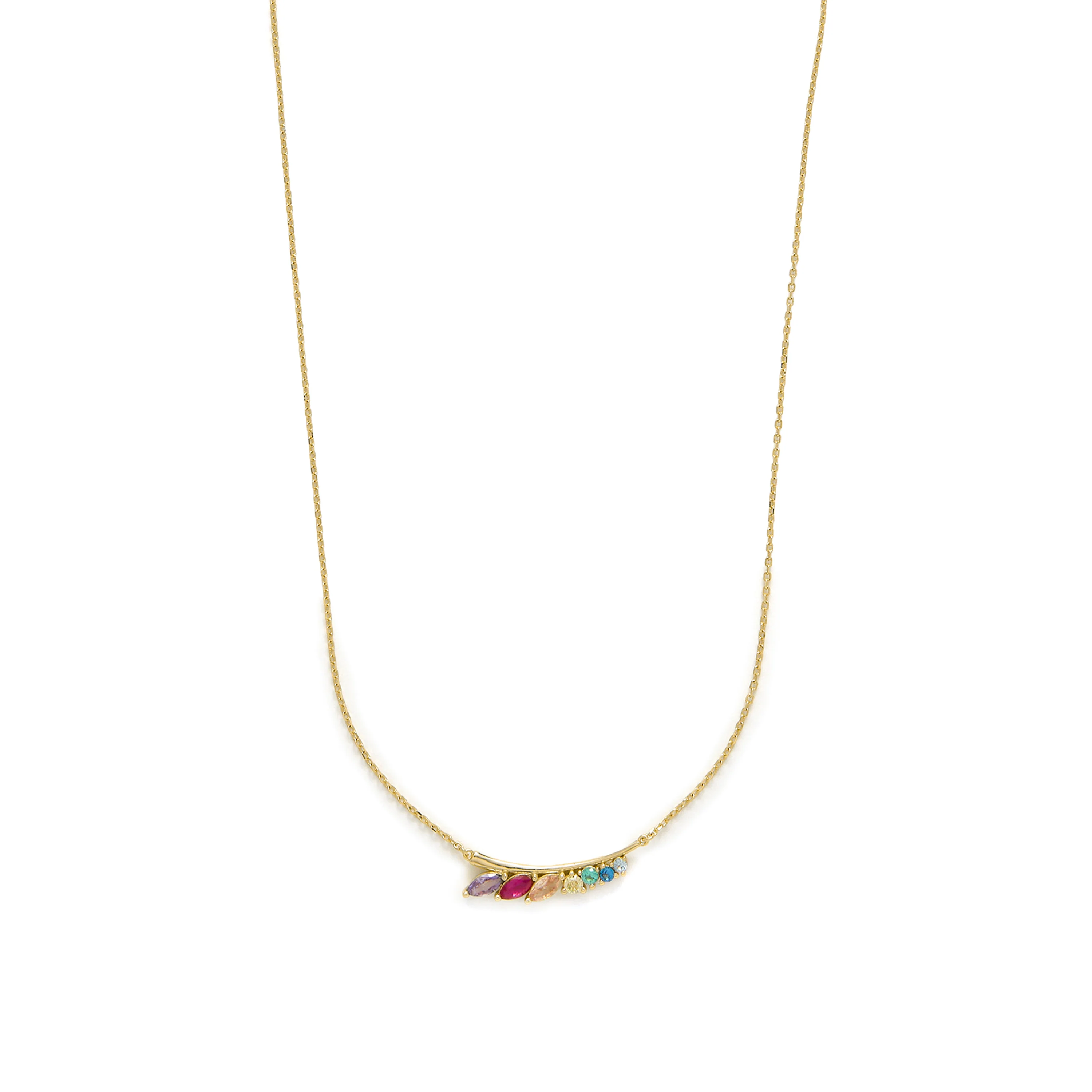Collar de Plata de Ley 925 y Circonita Multicolor acabado en oro amarillo 18k - Nikon
