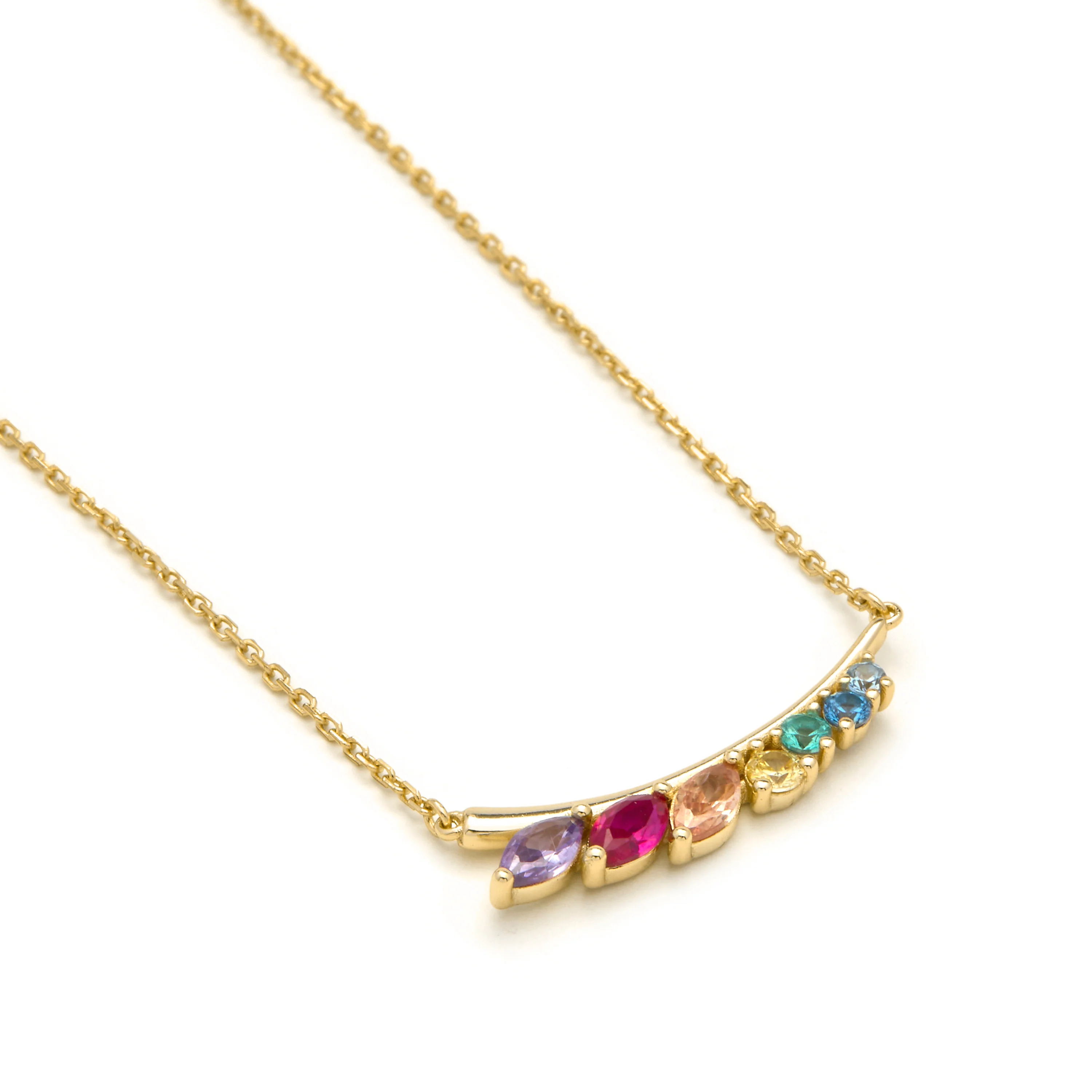Collar de Plata de Ley 925 y Circonita Multicolor acabado en oro amarillo 18k - Nikon - Image 4