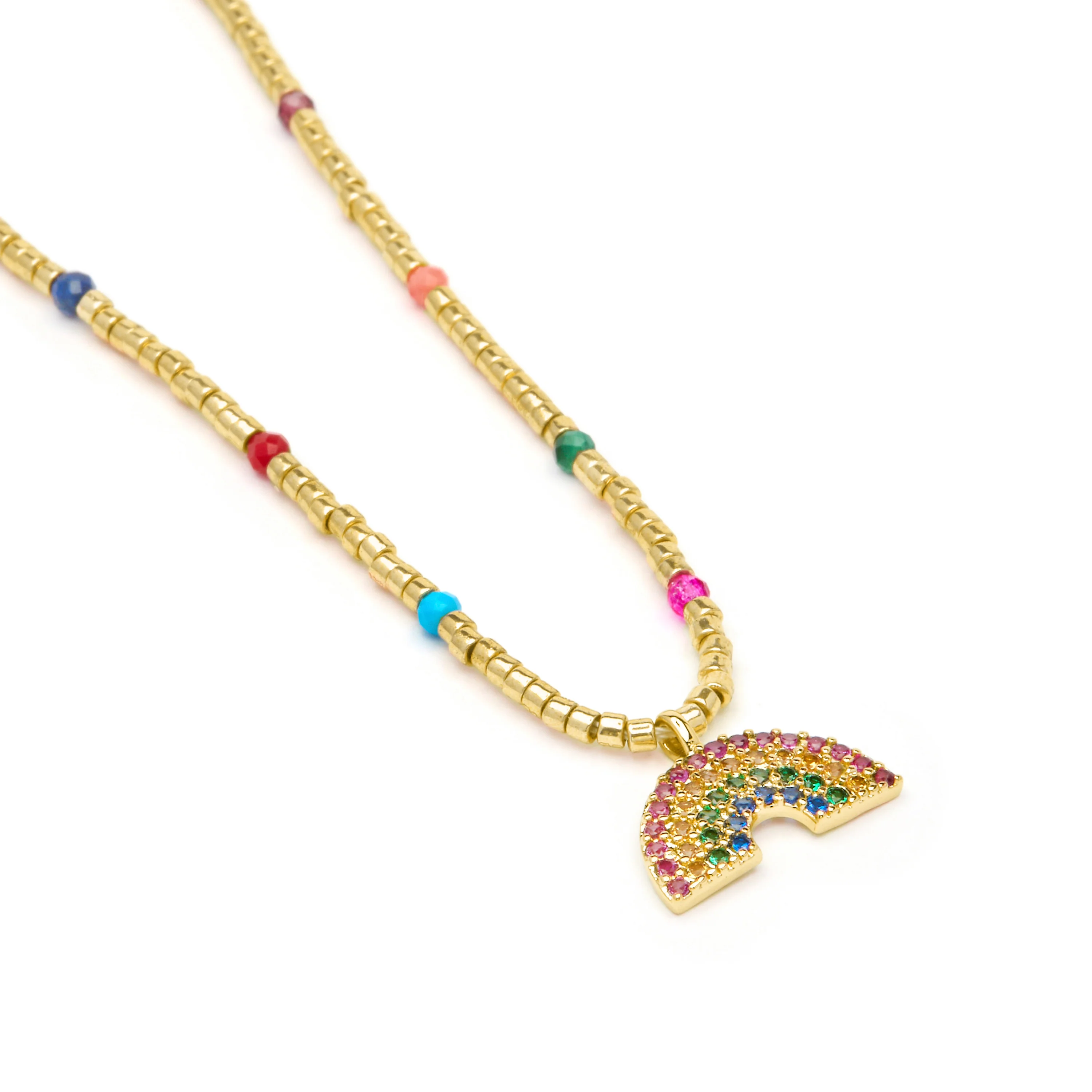 Collar de Plata de Ley 925 y Circonita Multicolor acabado en oro amarillo 18k - Nivart - Image 5