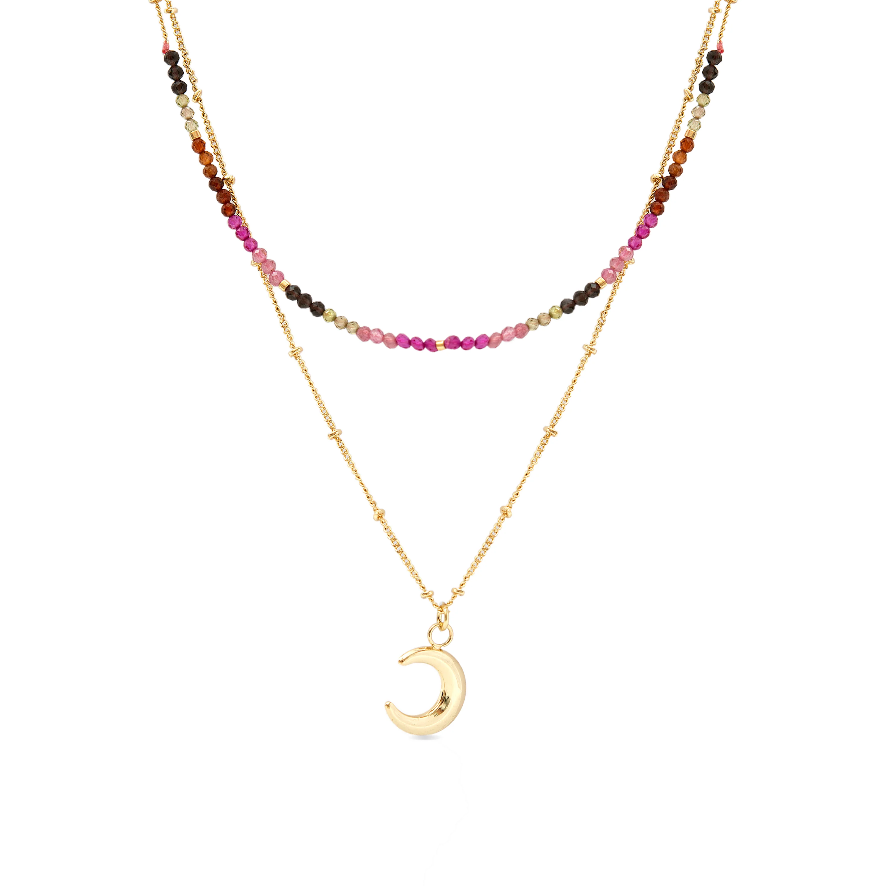 Collar de Cristal Multicolor acabado en oro amarillo 18K - Noko