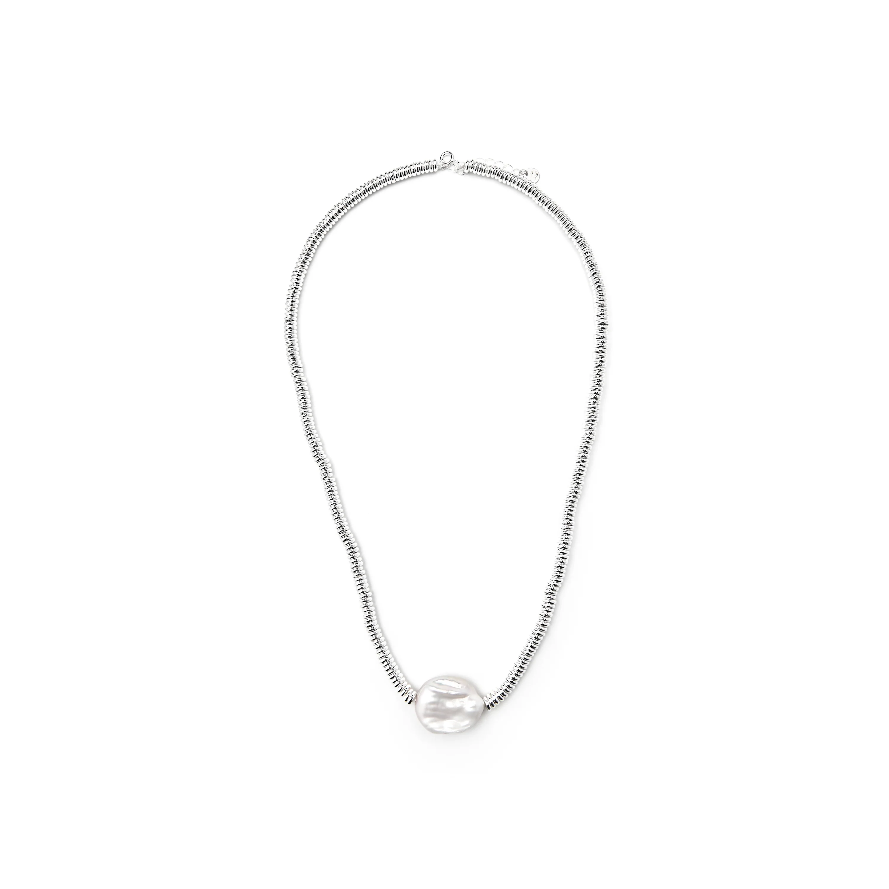 Collar de Plata de Ley 925 y Perla Blanca acabado rodio - Siever - Image 3