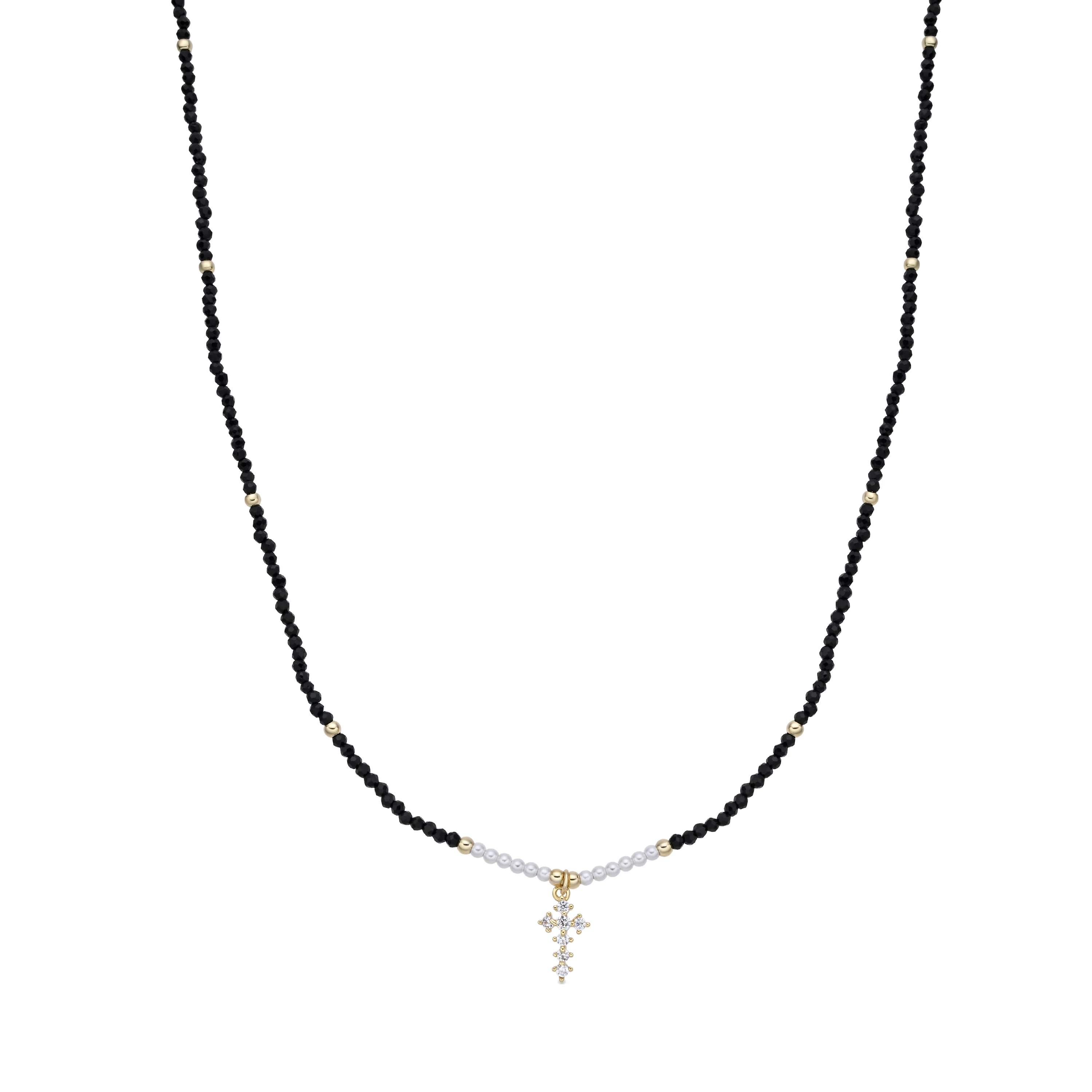 Collar de Cristal Negro acabado en oro amarillo 18k - Nyali