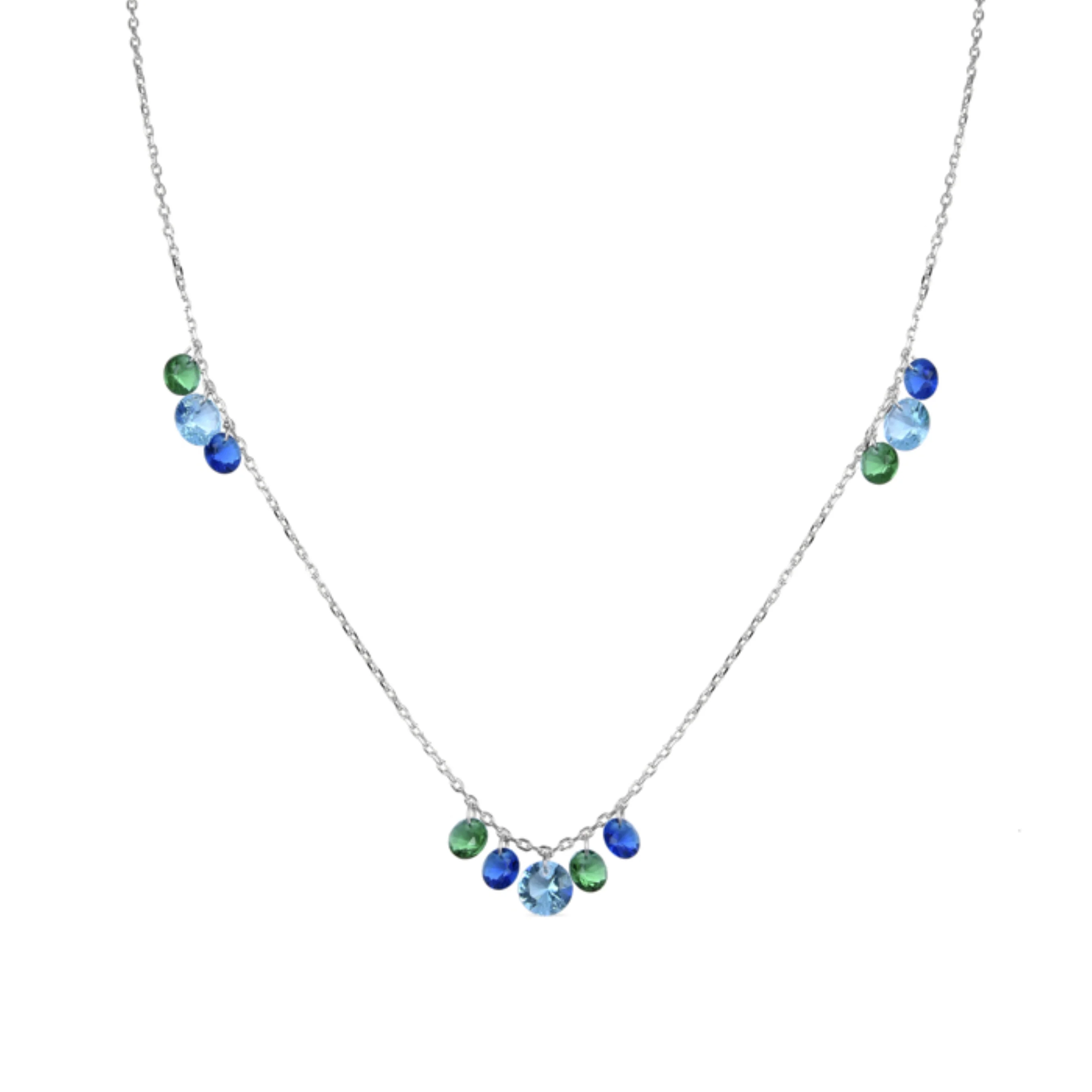 Collar de Plata de Ley 925 con Circonita Multicolor acabado en rodio - Onxo