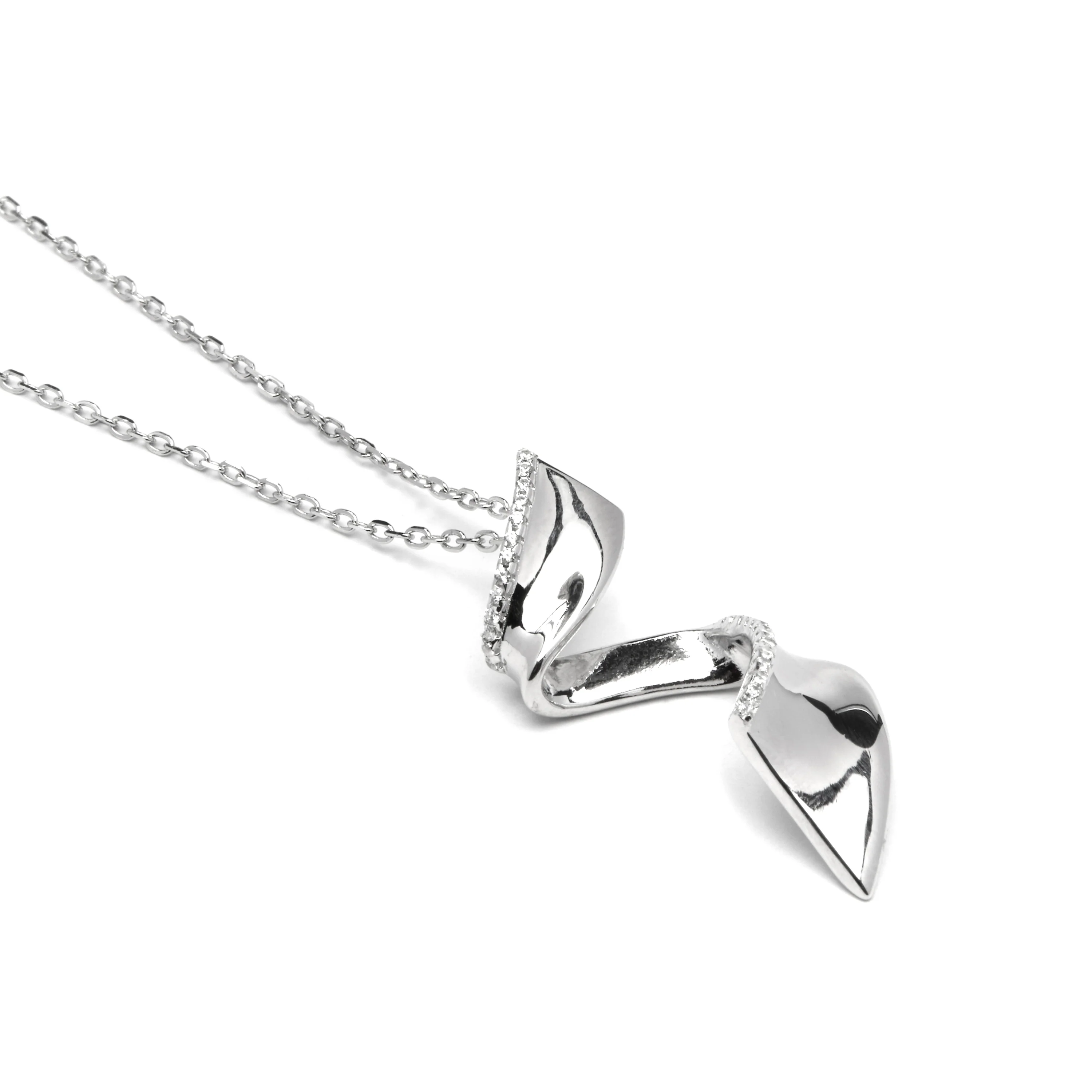 Collar de Plata de Ley 925 y Circonita Brillante acabado rodio - Orba - Image 5