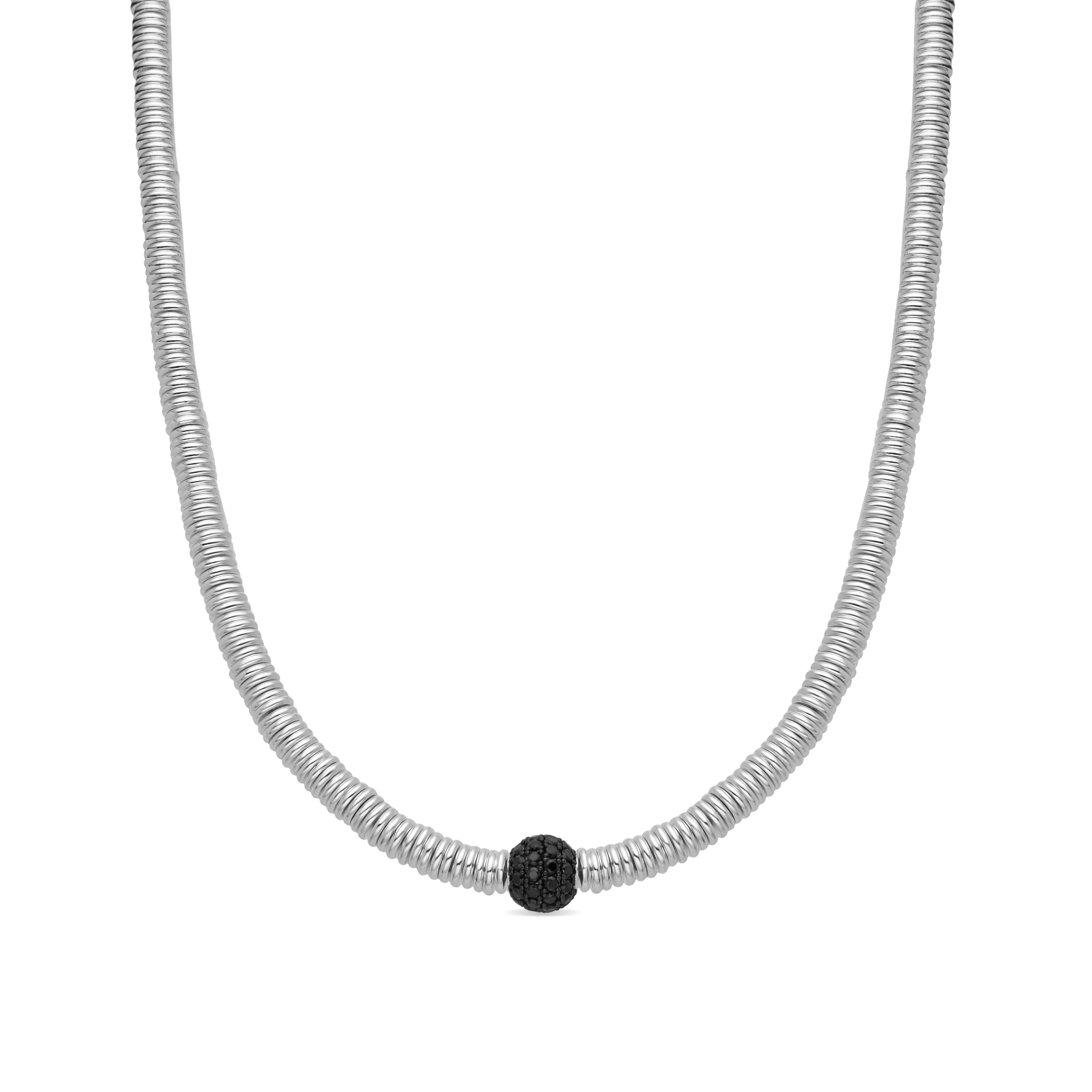 Collar de Plata de Ley 925 y Circonita Onix acabado en rodio - Orfi